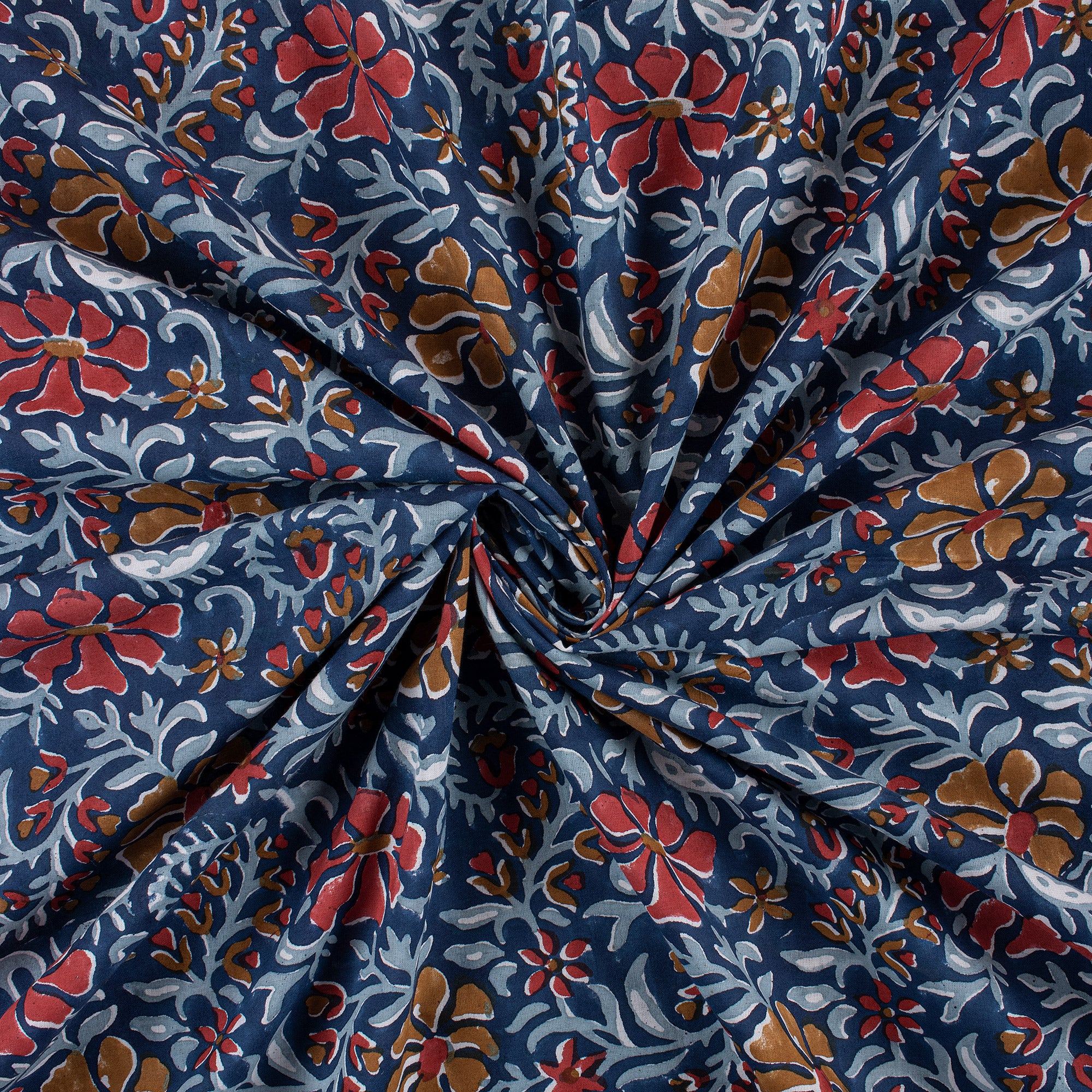 Eco Friendly Floral Hand Blocked Indian Print Material Fabric - Image 2