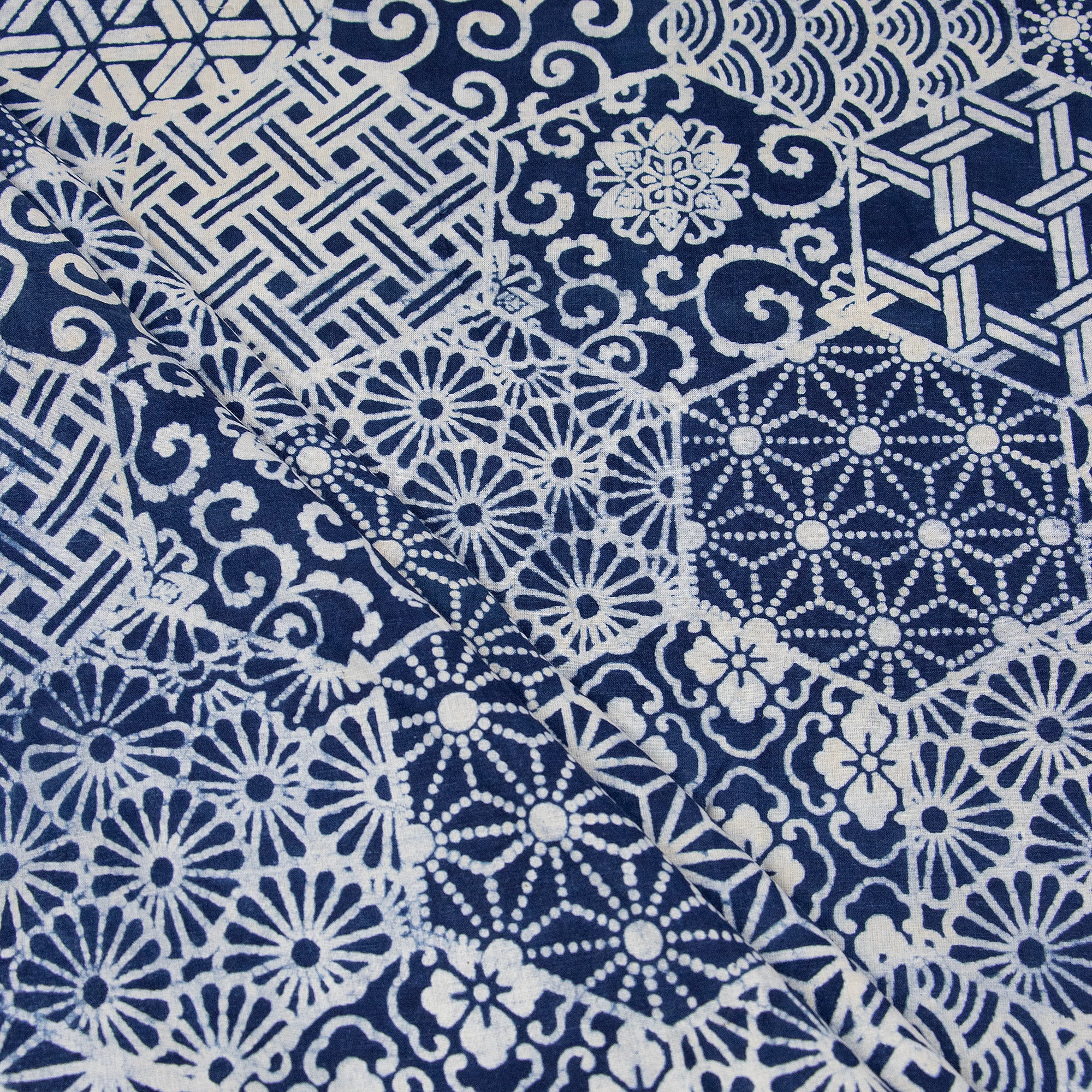 Exclusive Patchwork Indigo Blue Mud Block Running Fabric for Dress - Image 2
