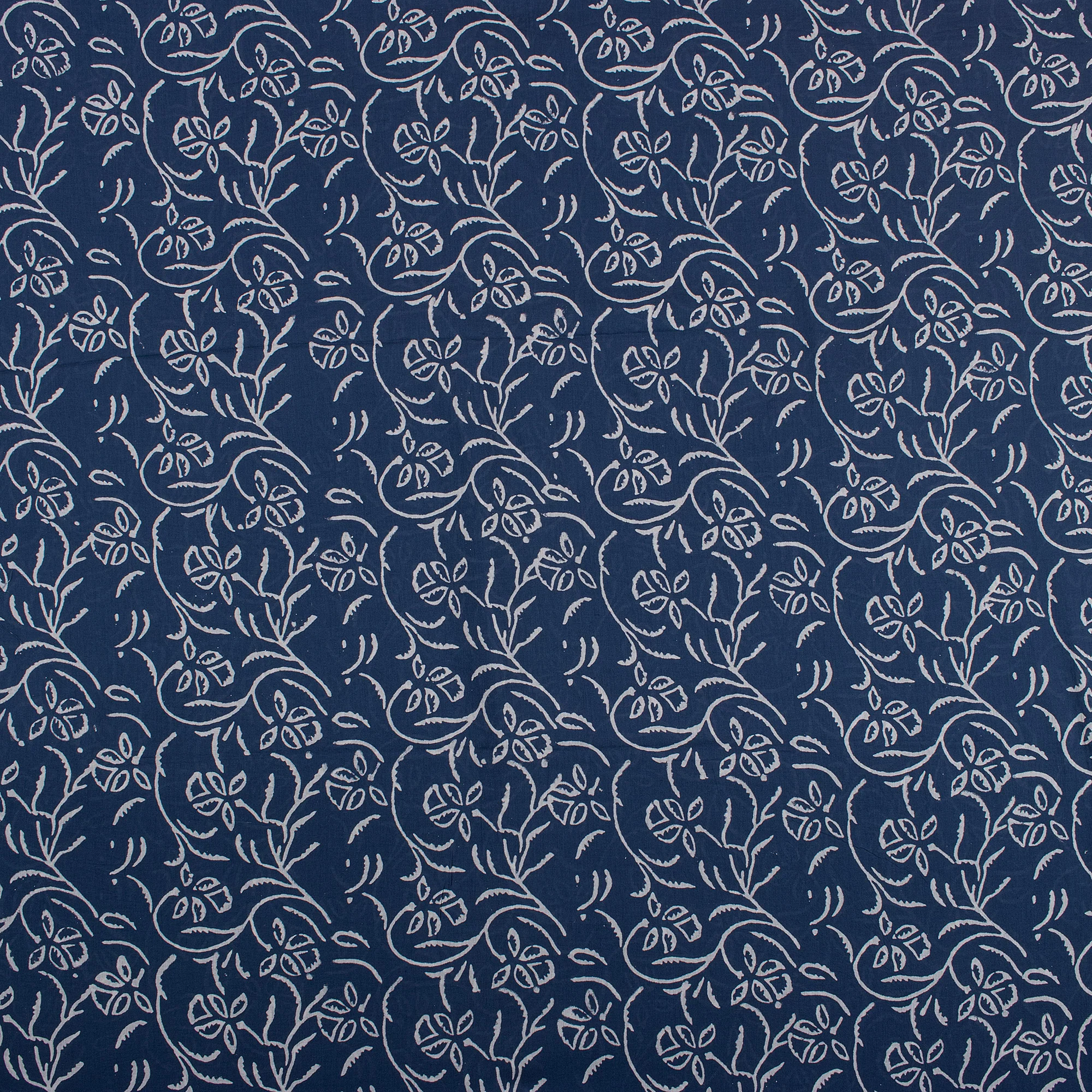 Classic Shibori Indigo Blue Floral Cotton Fabric - Image 4