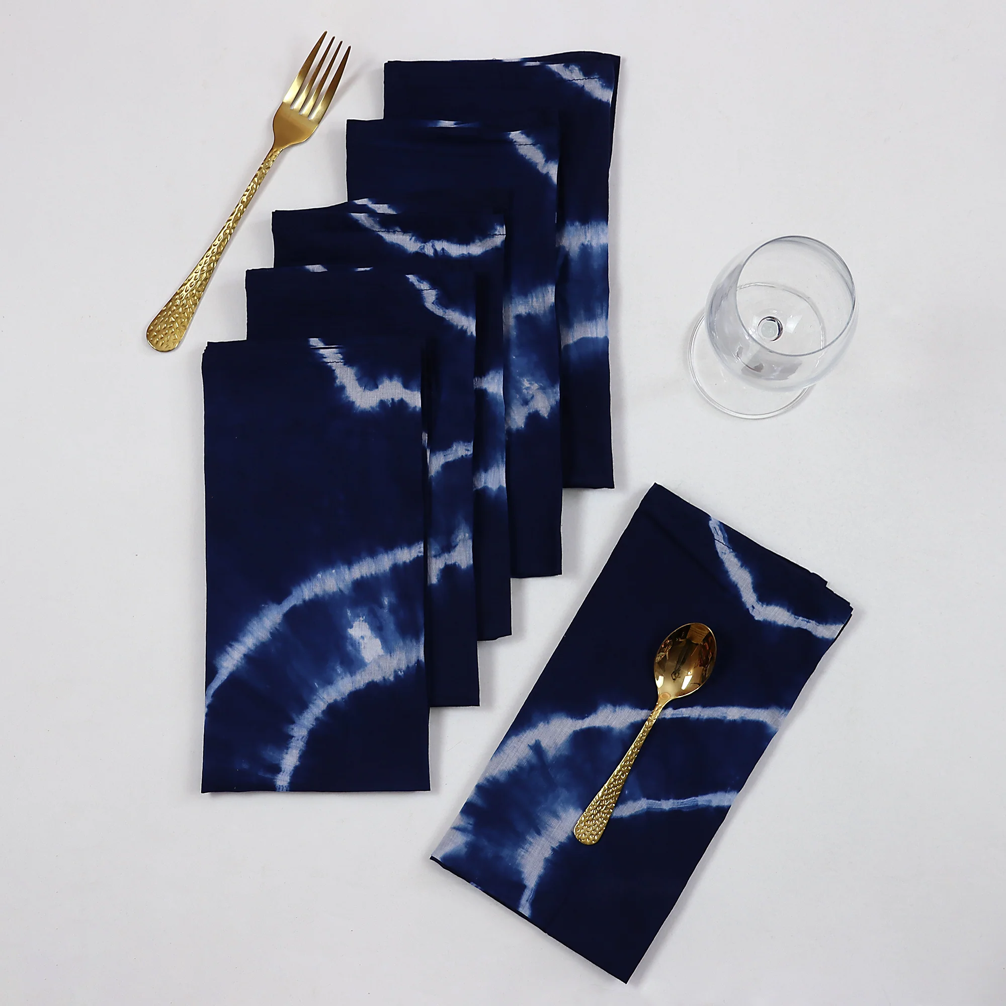 Handmade Natural Tie Dye Shibori Cotton Napkin - Image 3