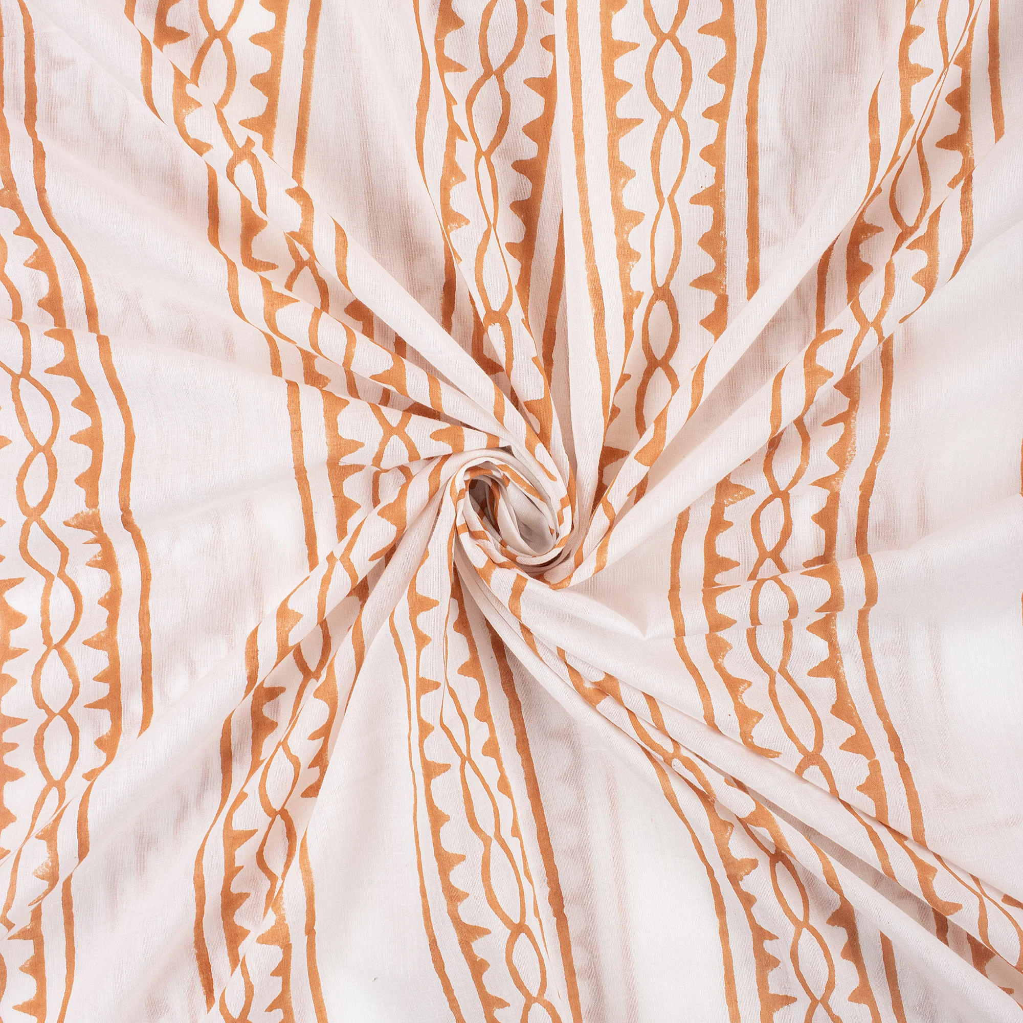 Eco Friendly Indian Striped Hand Printed Cotton Fabric For Dress - Image 3