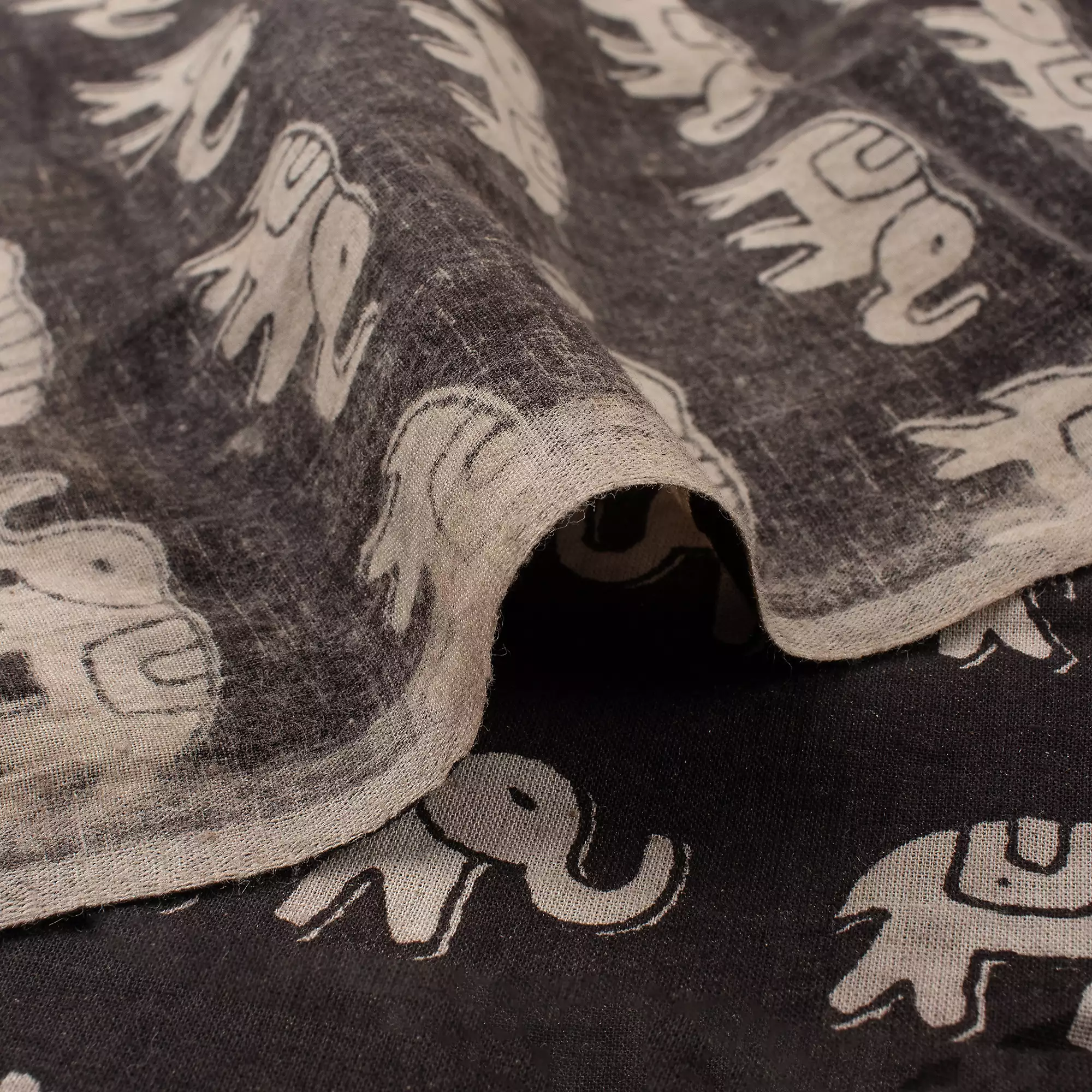 Elephant Hand Block Bagru Printed Fabric - Image 2