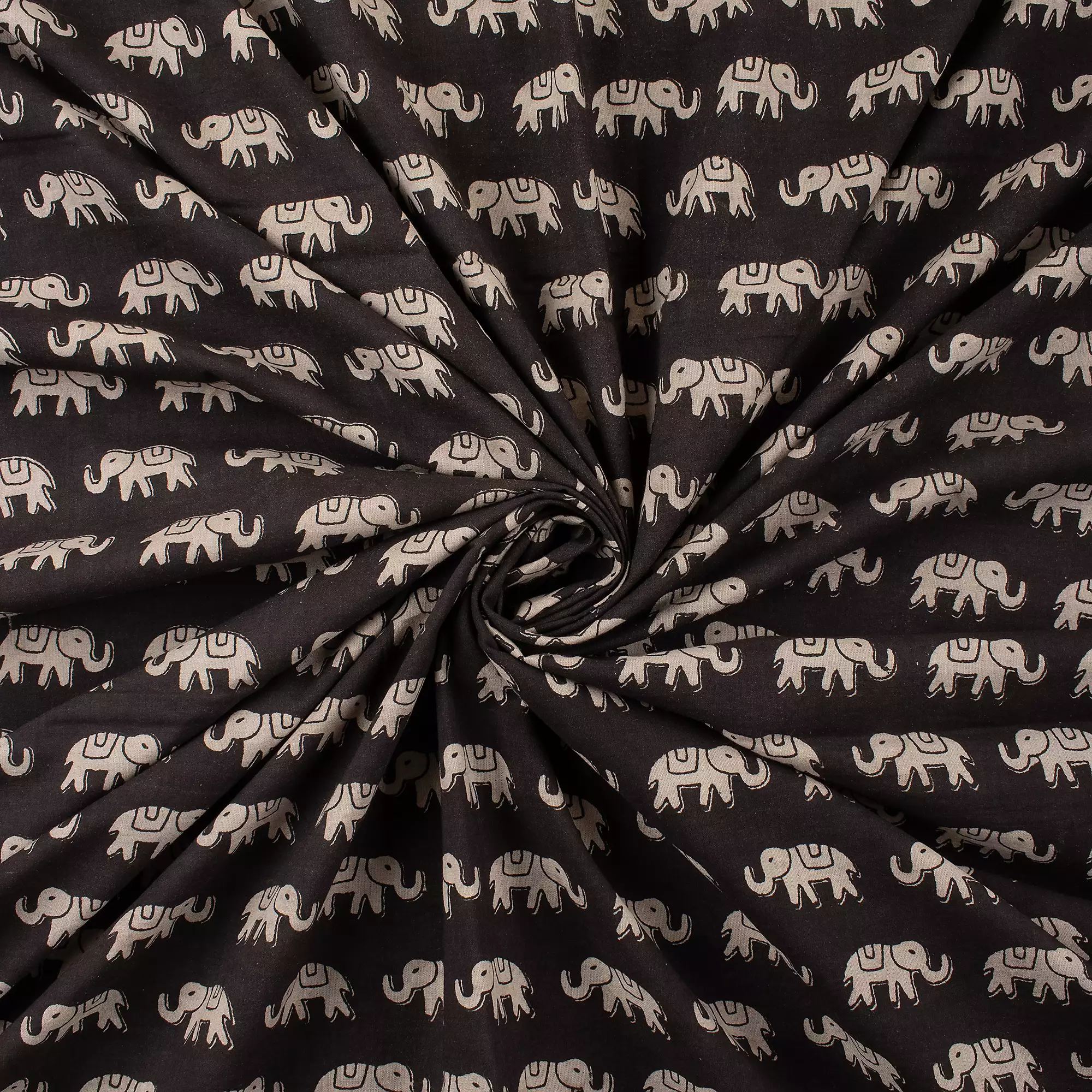 Elephant Hand Block Bagru Printed Fabric - Image 4