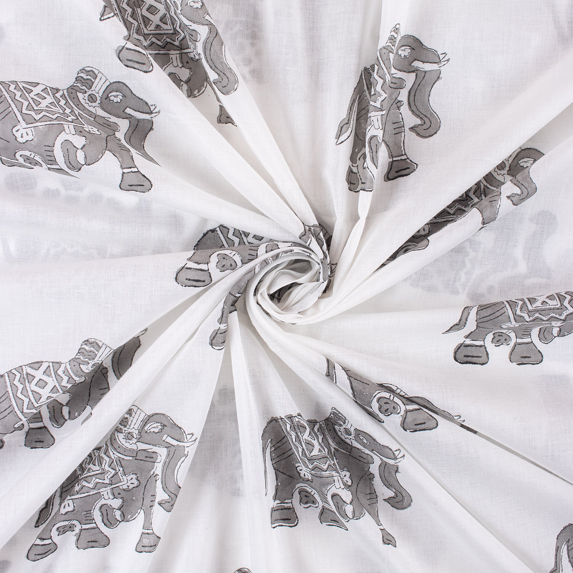 Elephant Hand Block Print Fabric - Image 2
