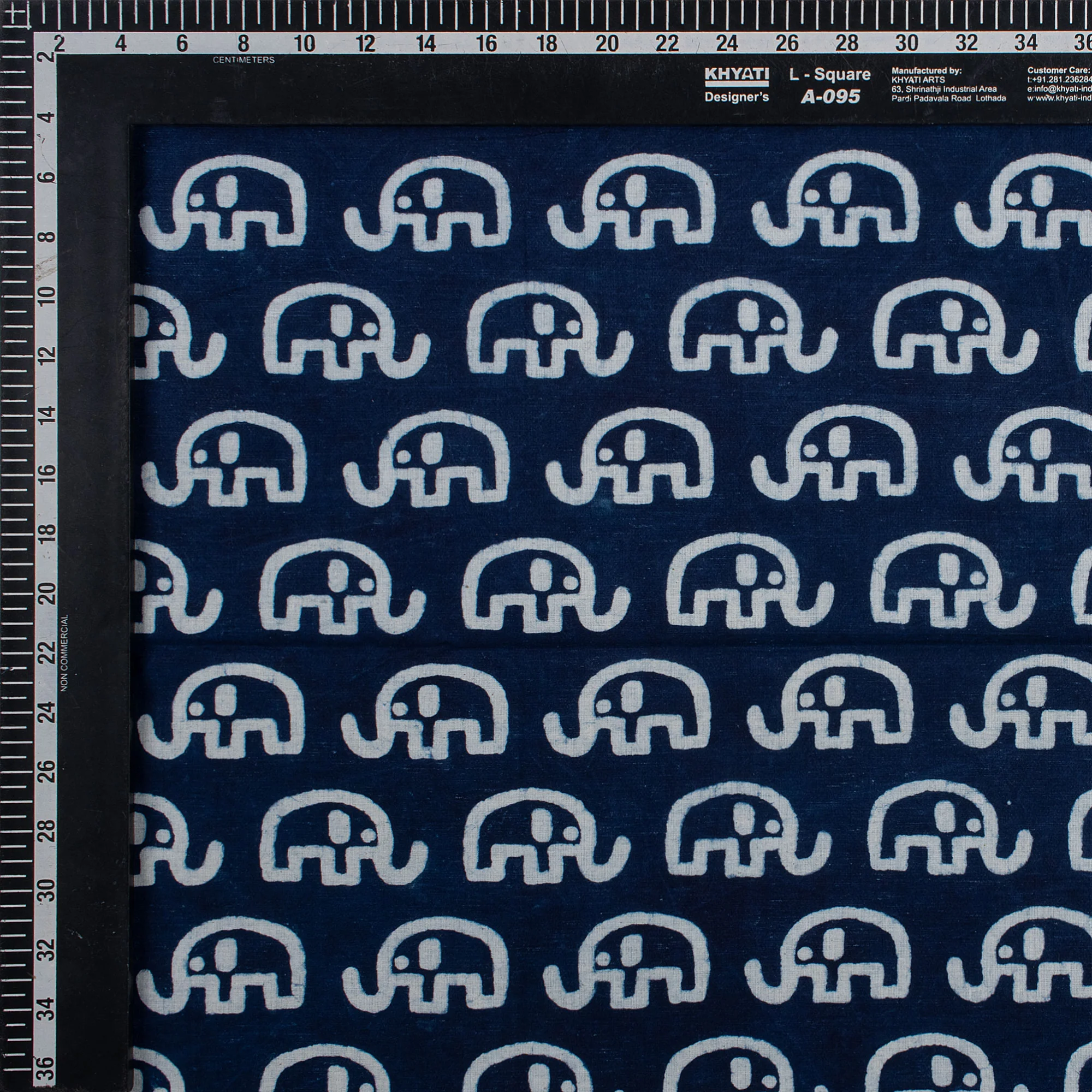 Elephant Indigo Blue Hand Block Print Fabric - Image 2