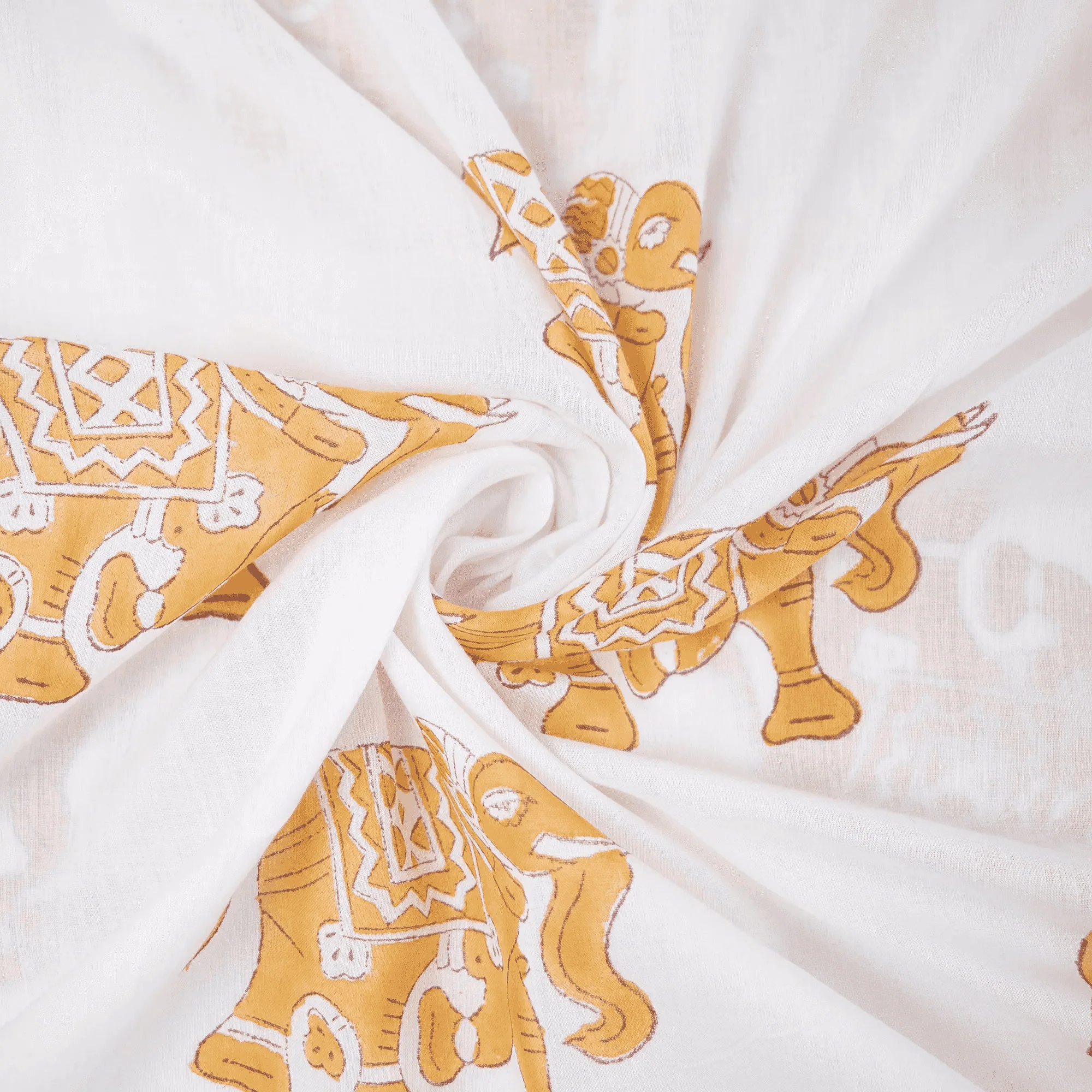 Animal Print Indian Hand Blocked Pure Cotton Soft Curtain Fabric - Image 5