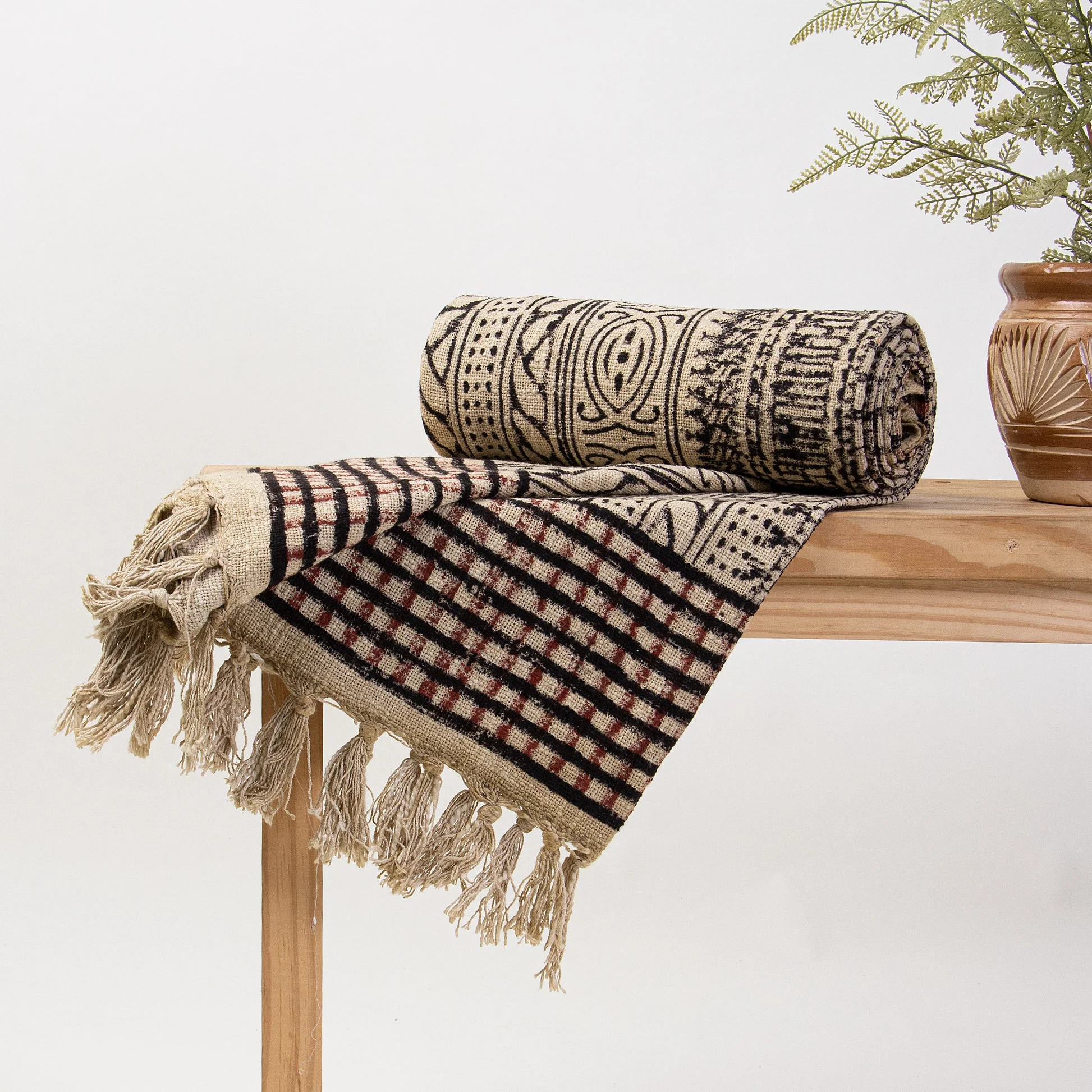 Handmade Block Printed Pure Cotton Sofa Throw Blankets