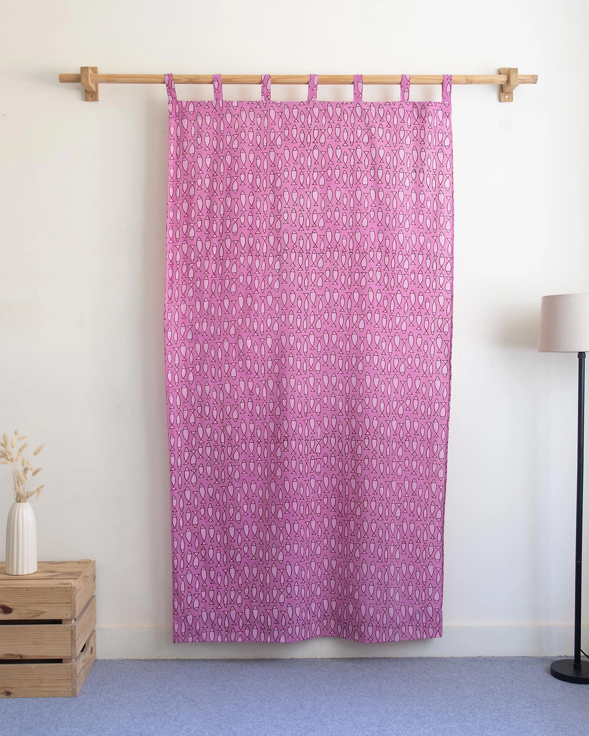 Fish Block Printed Curtains Set for Door and Window - Image 5