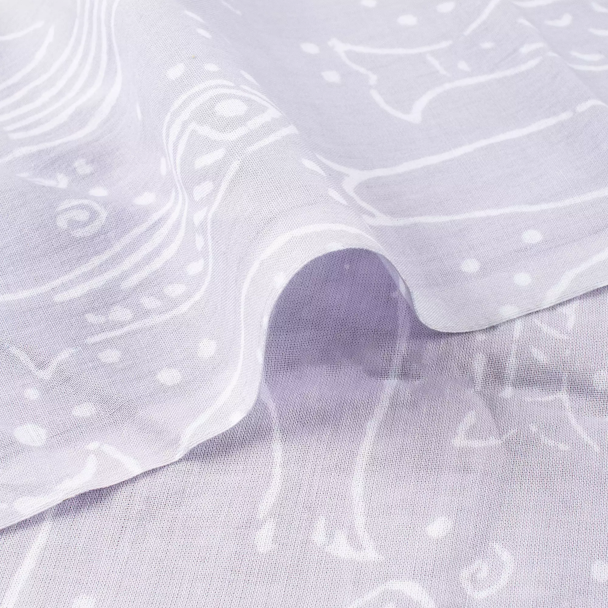 Fish Hand Block Printed Discharge Cotton Fabric - Image 2
