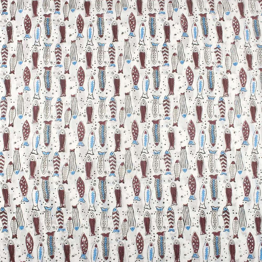 Fish Indian Hand Block Print Cotton Fabric - Image 4