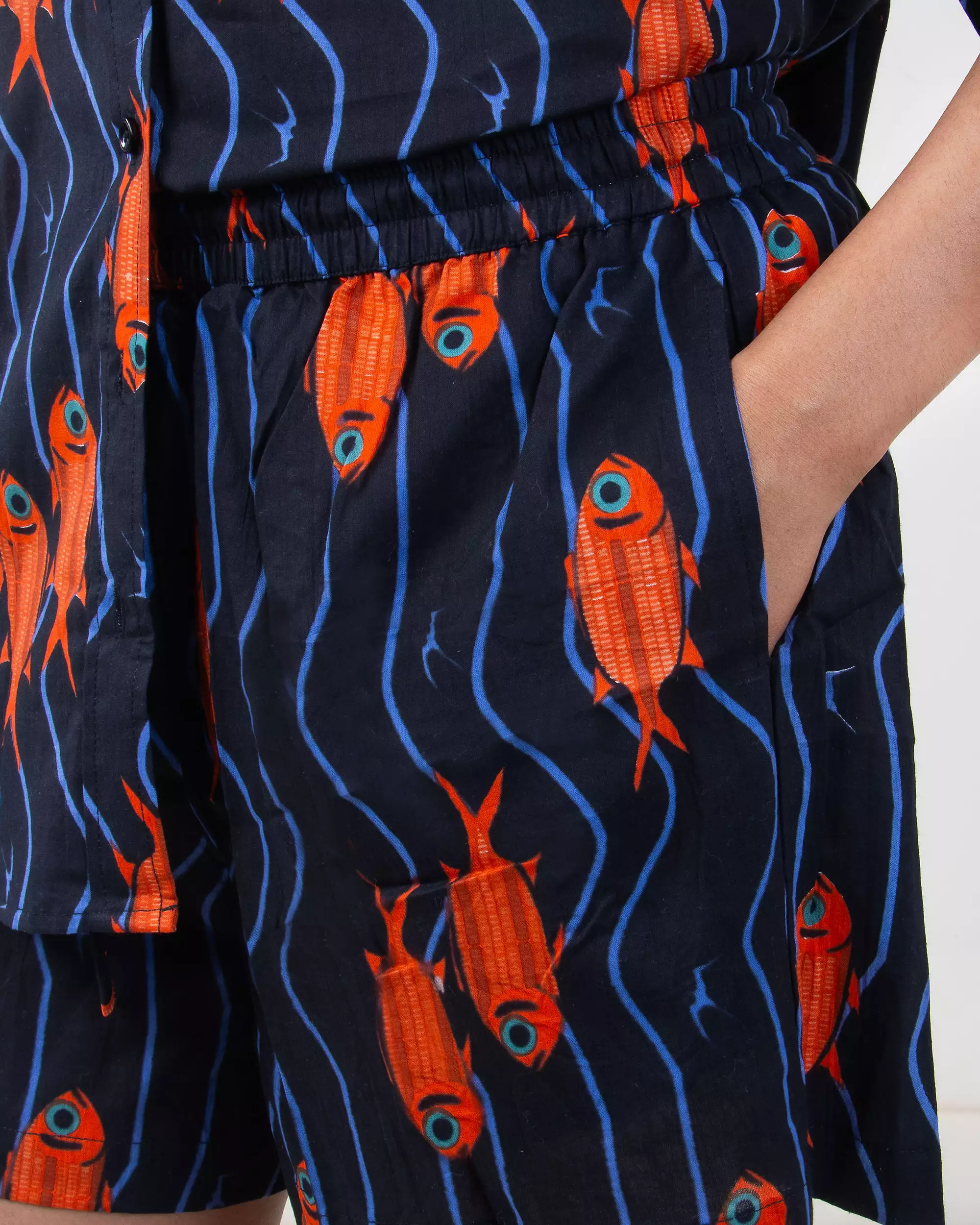 Premium Fish Print Hand Block Organic Cotton Co-Ord Set Womens - Image 3
