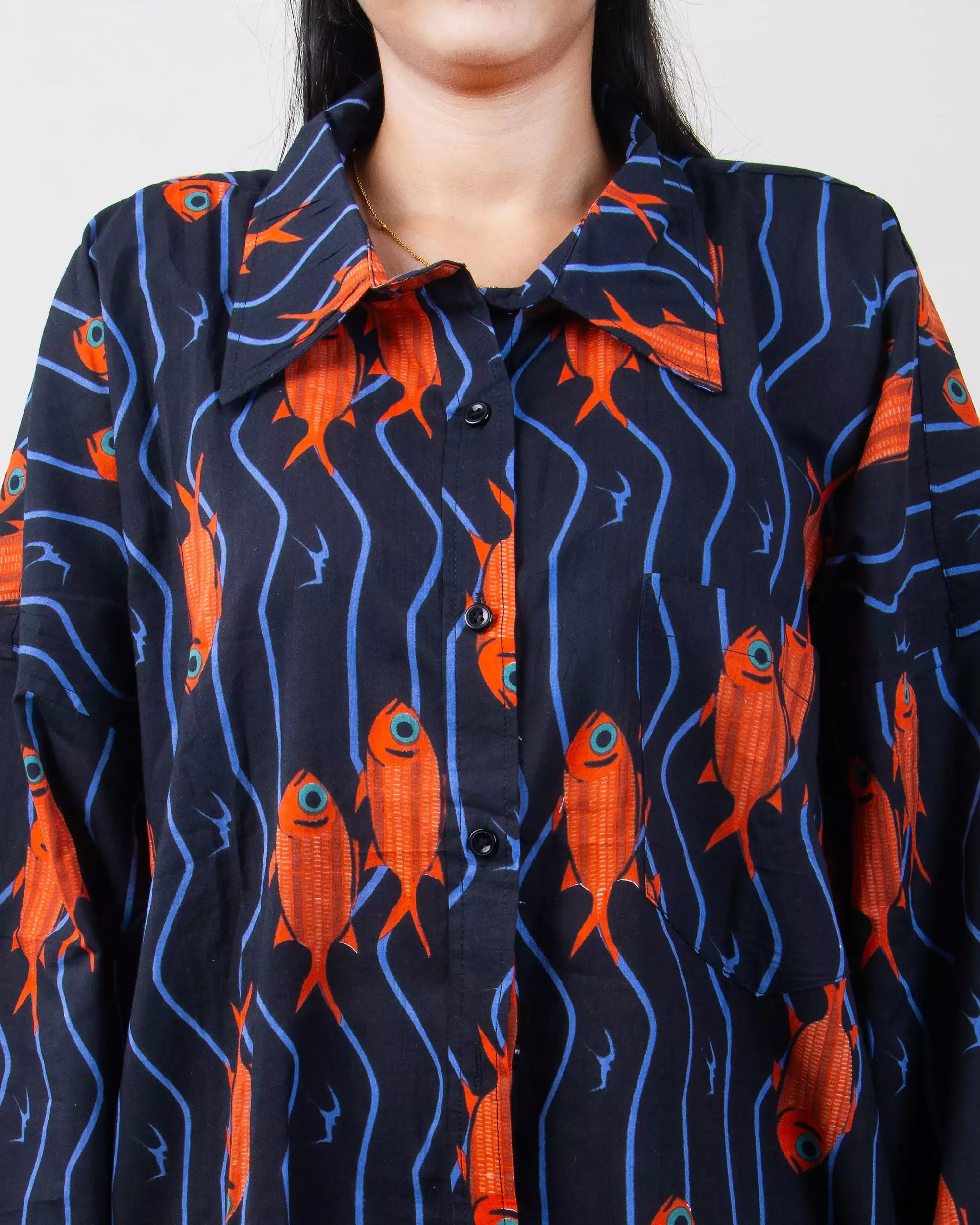 Premium Fish Print Hand Block Organic Cotton Co-Ord Set Womens - Image 4