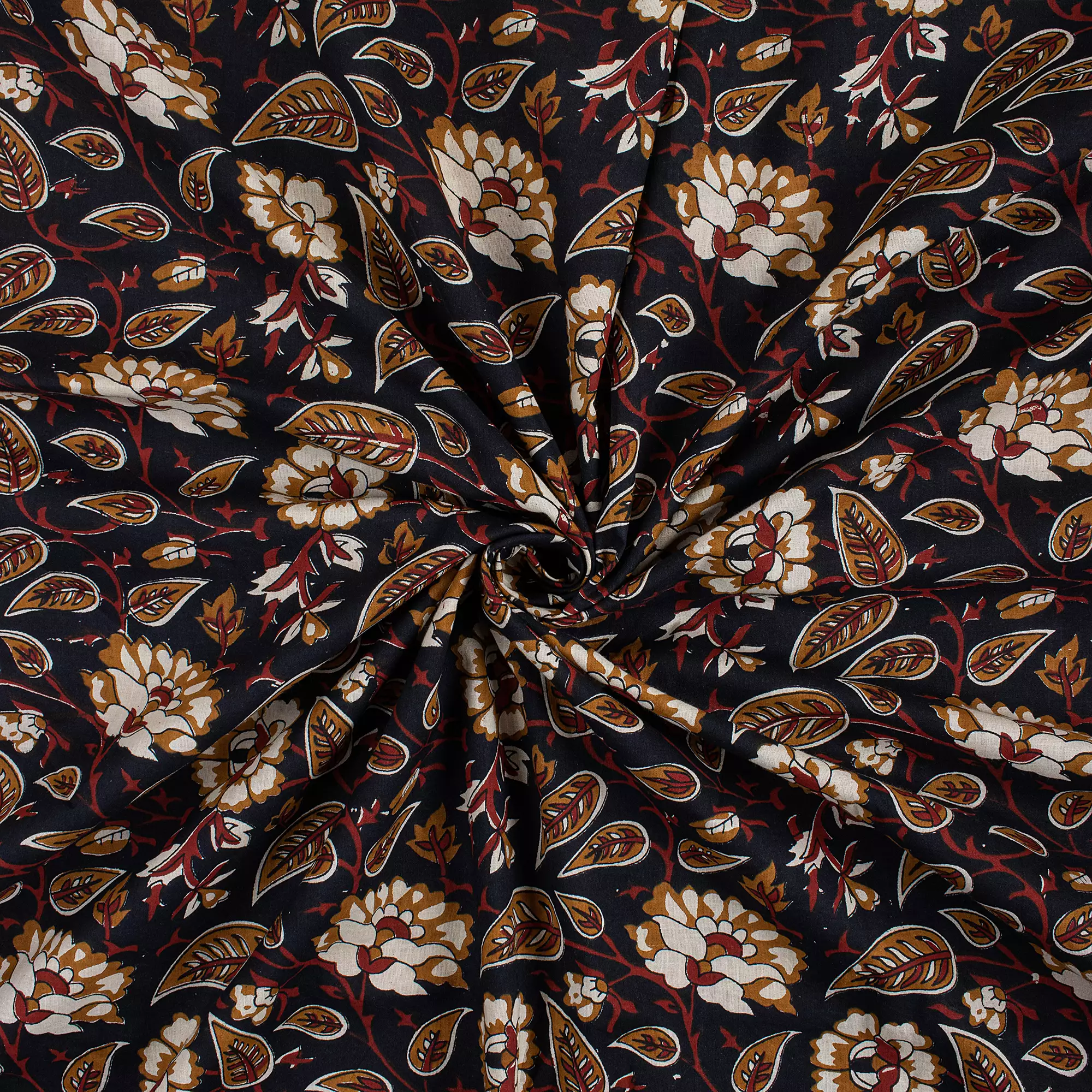 Floral Bagru Hand Block Printed Fabric for Dress - Image 4