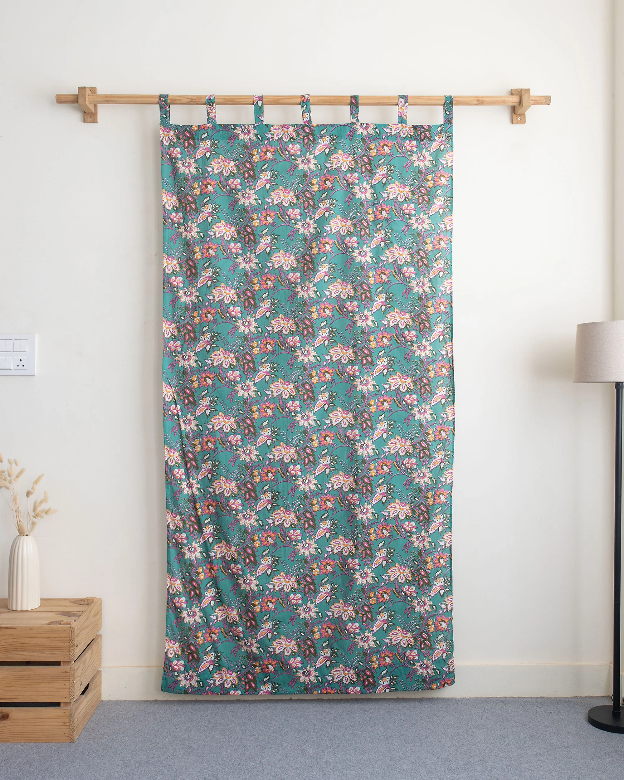 Multicolor Floral Block Printed Cotton Curtain for Kitchen | Home Decor - Image 5