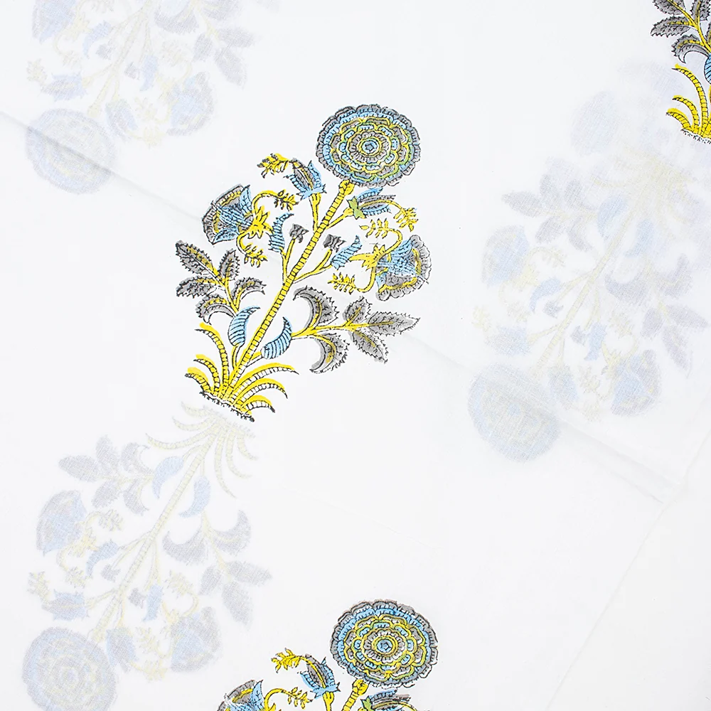 Boota Indian Block Printed Pure Cotton Floral Fabric - Image 5