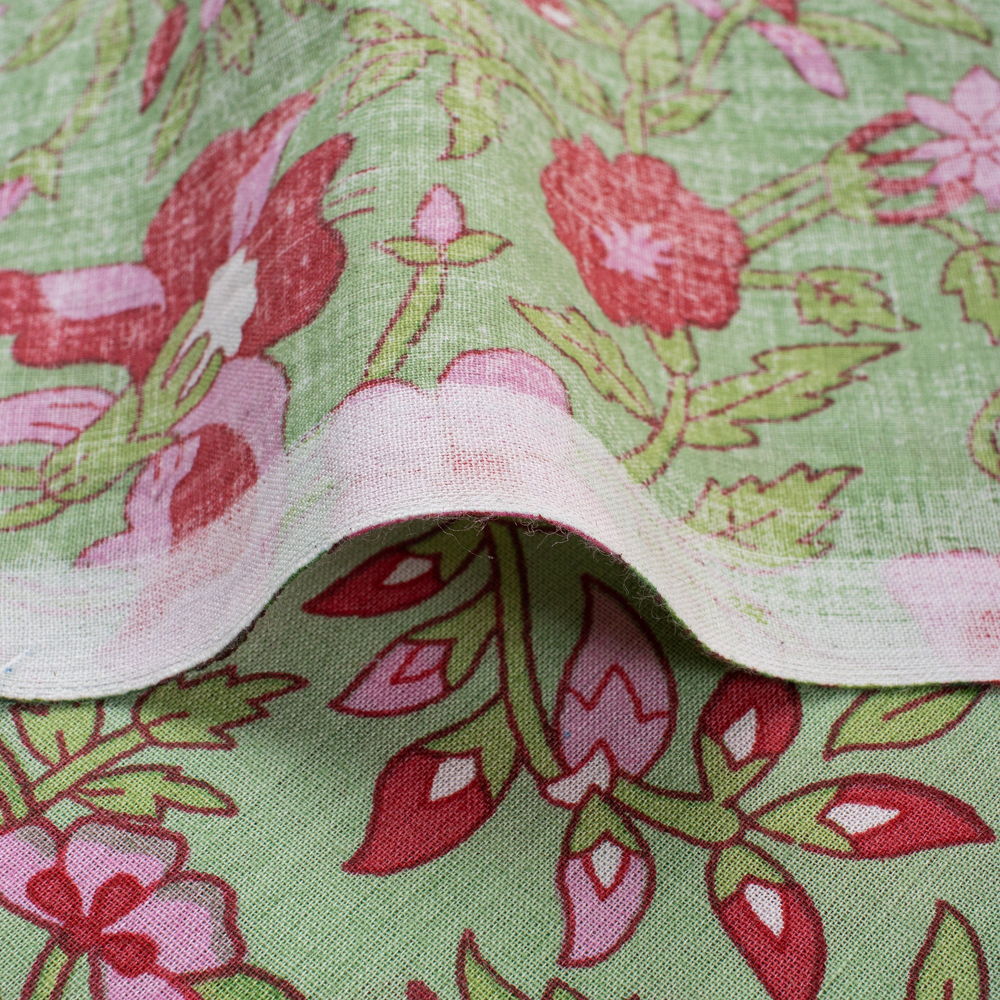 Floral Hand Block Indian Print Fabric - Image 4