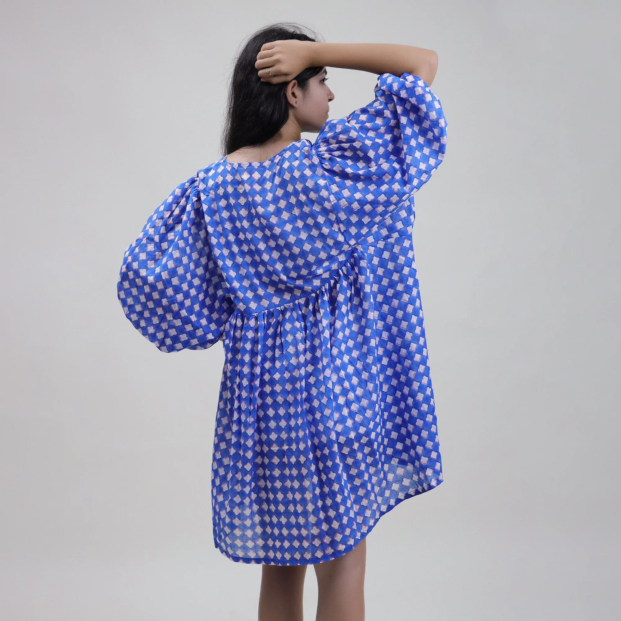 Floral Hand Block Print Cotton Summer Midi Dress - Image 4