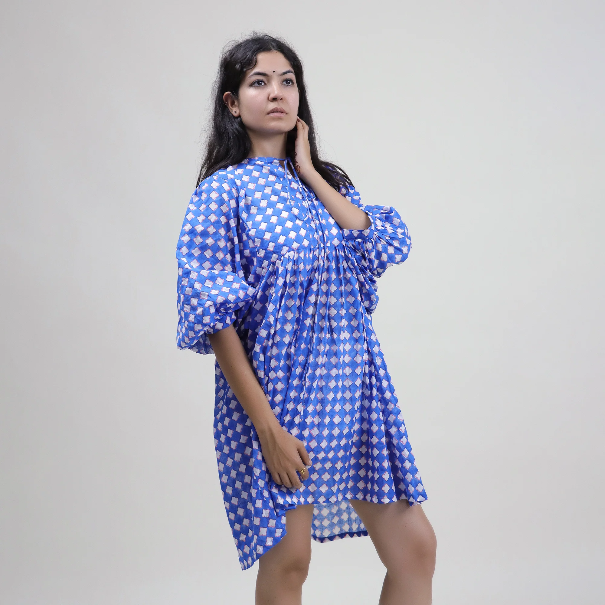 Floral Hand Block Print Cotton Summer Midi Dress - Image 5