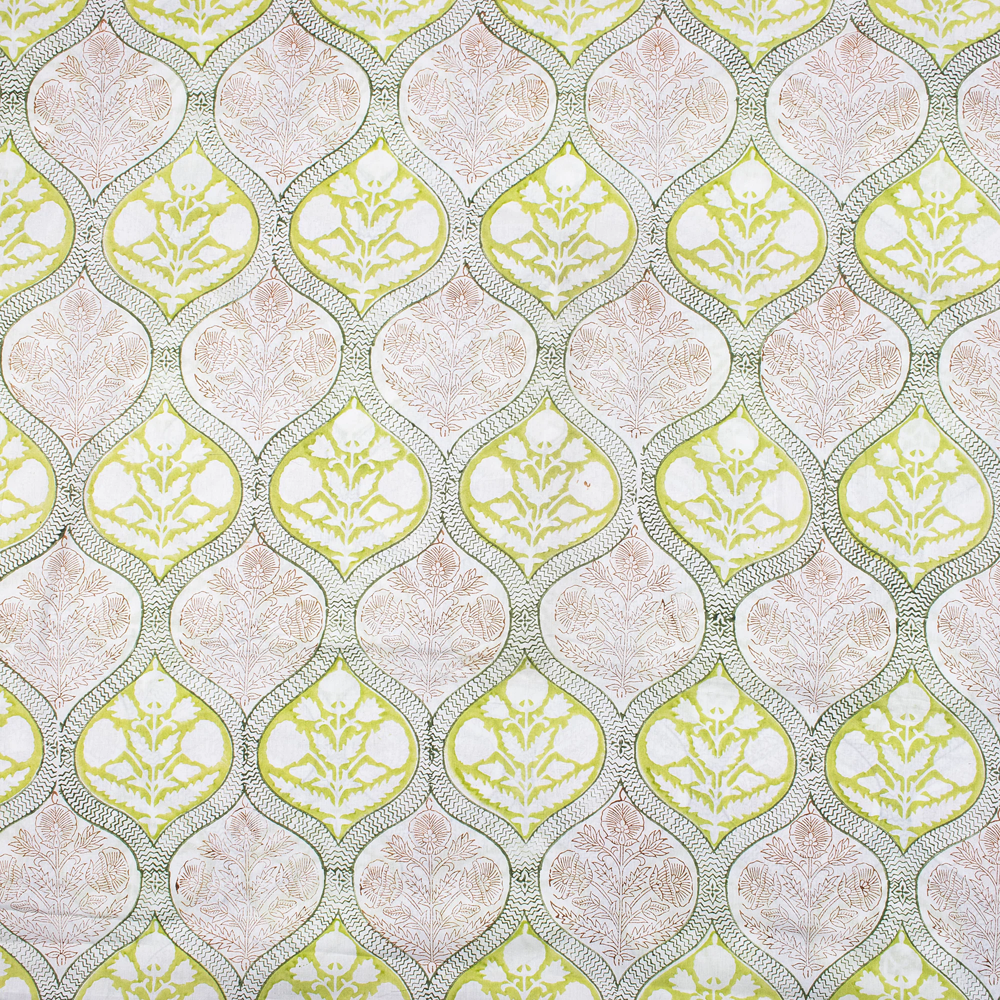 Leaf Hand Block Print Cotton Fabric - Image 2
