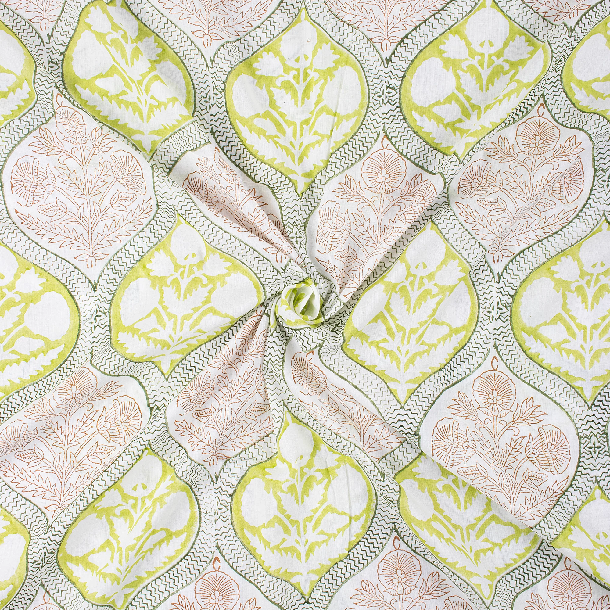 Leaf Hand Block Print Cotton Fabric - Image 3