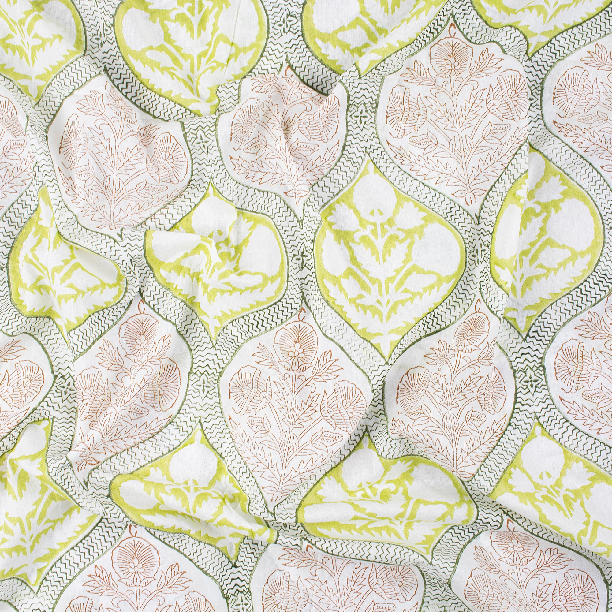 Leaf Hand Block Print Cotton Fabric - Image 4