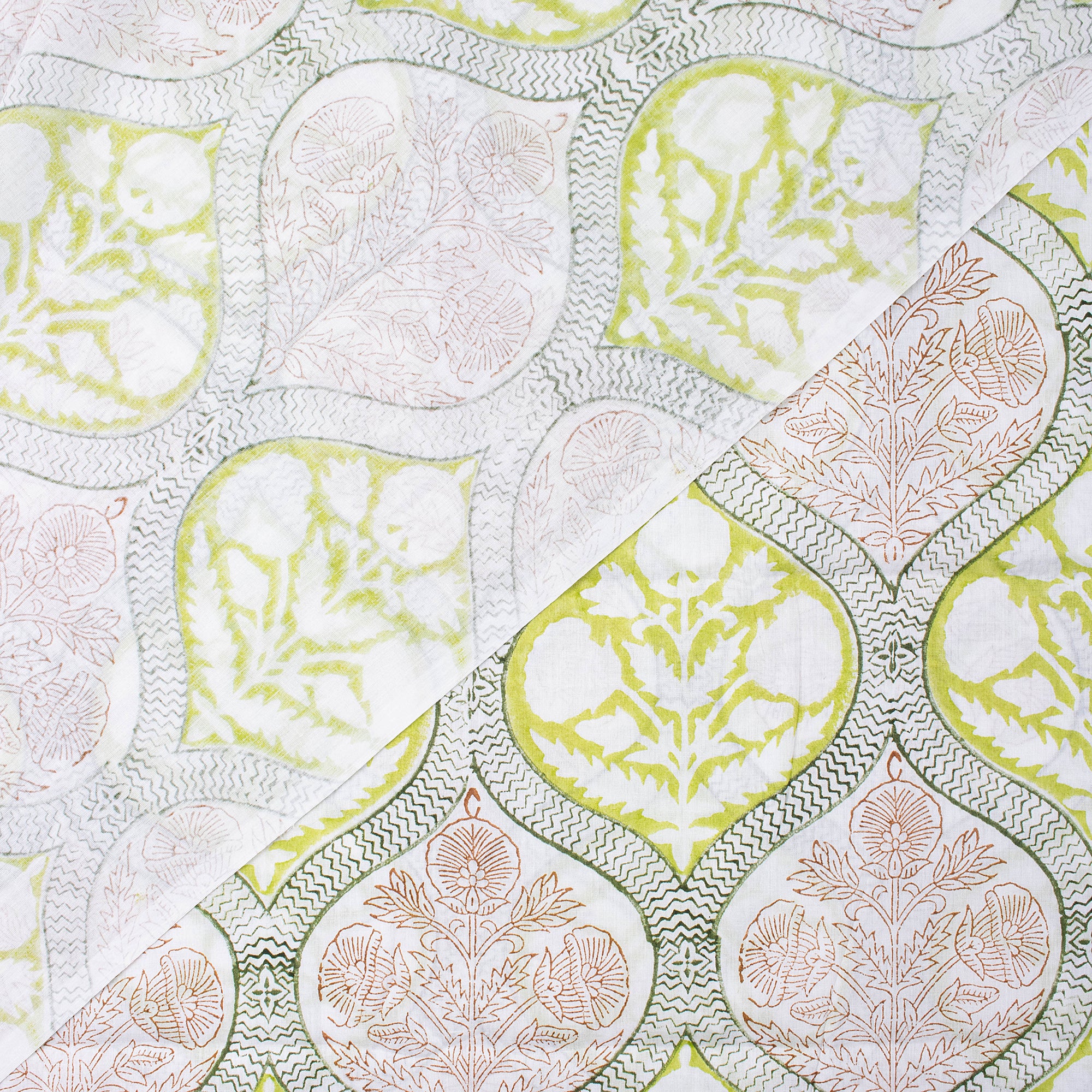 Leaf Hand Block Print Cotton Fabric - Image 5