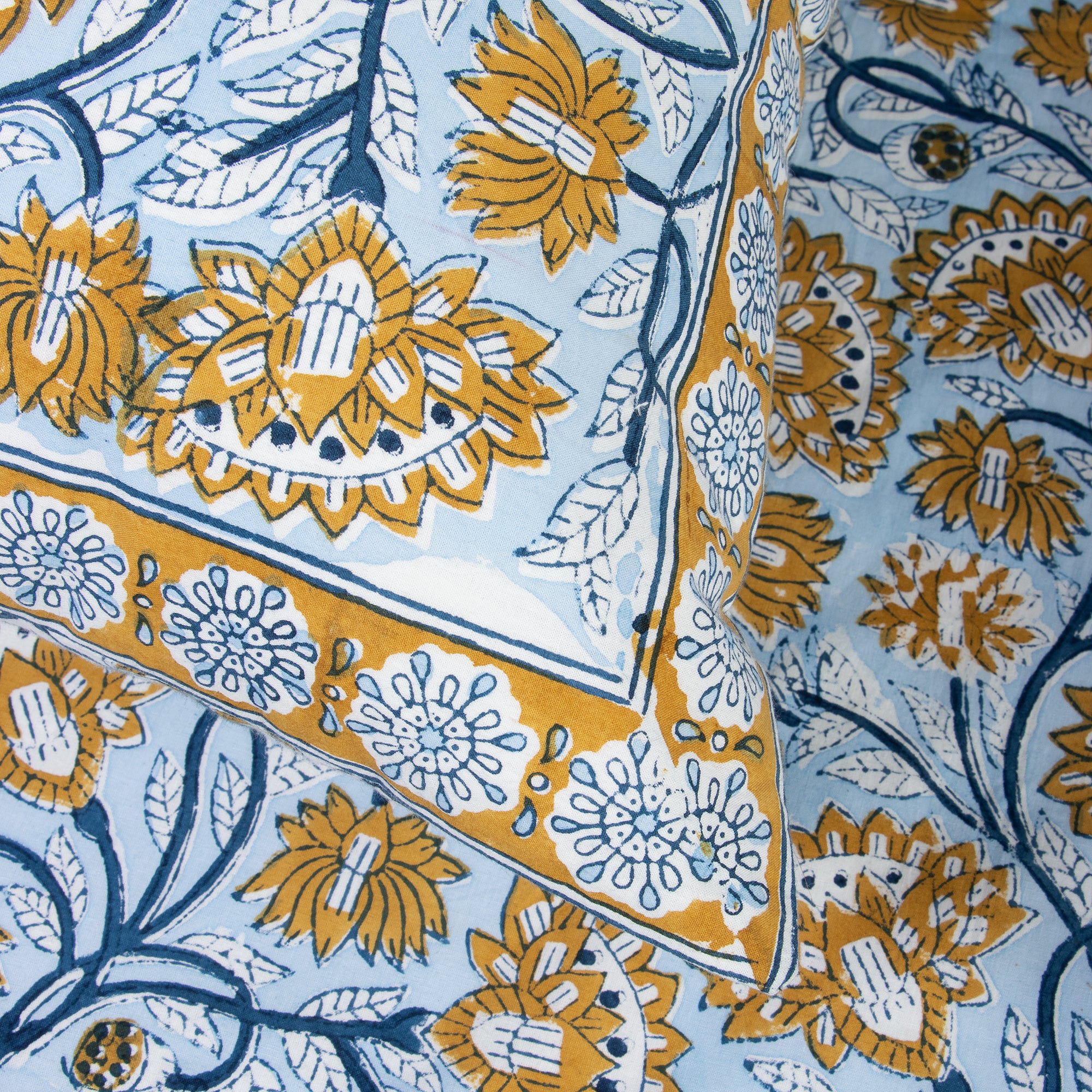 Floral Hand Block Print Organic Cotton Bedsheet - Image 3