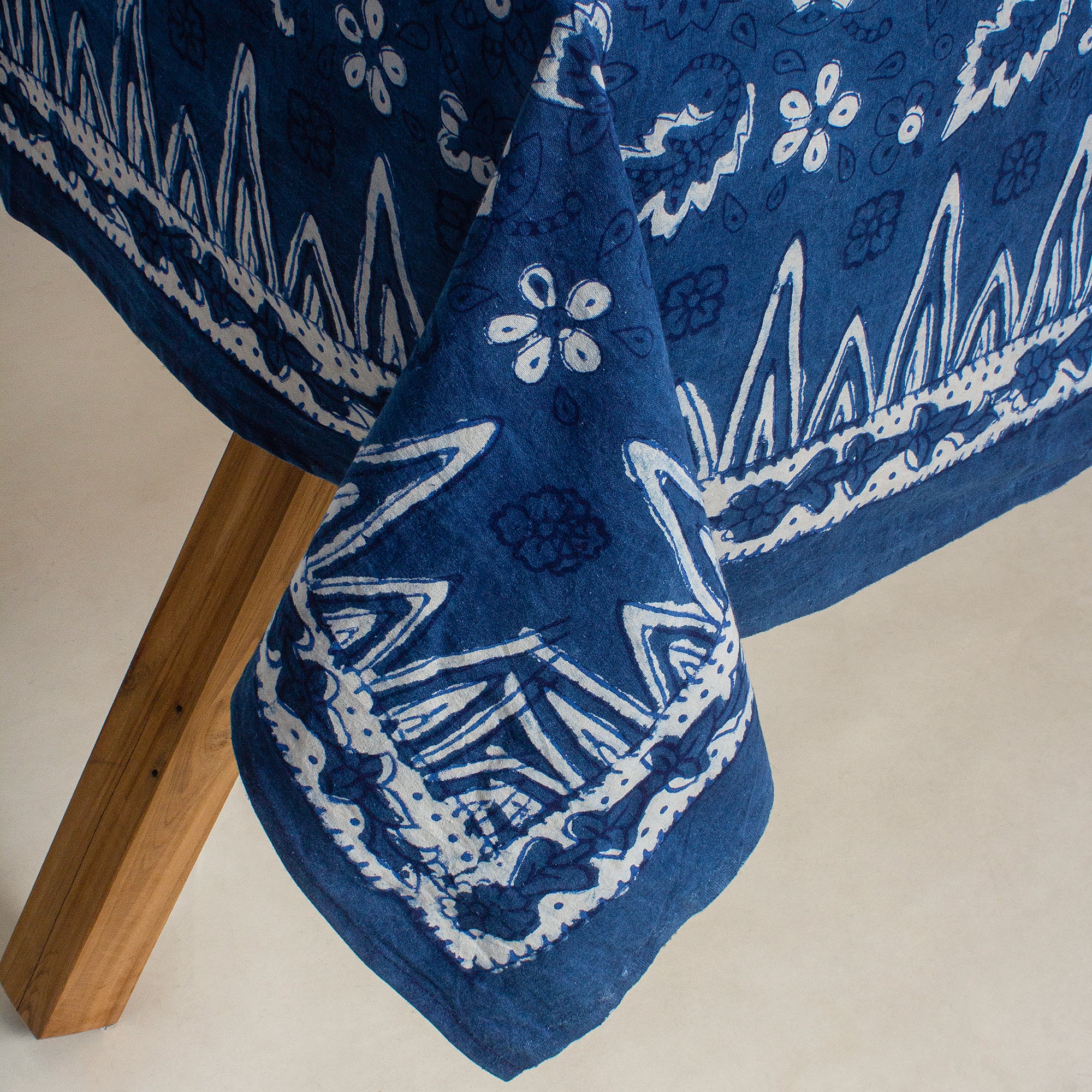 Floral Hand Block Printed Dining Table Cloth - Image 3