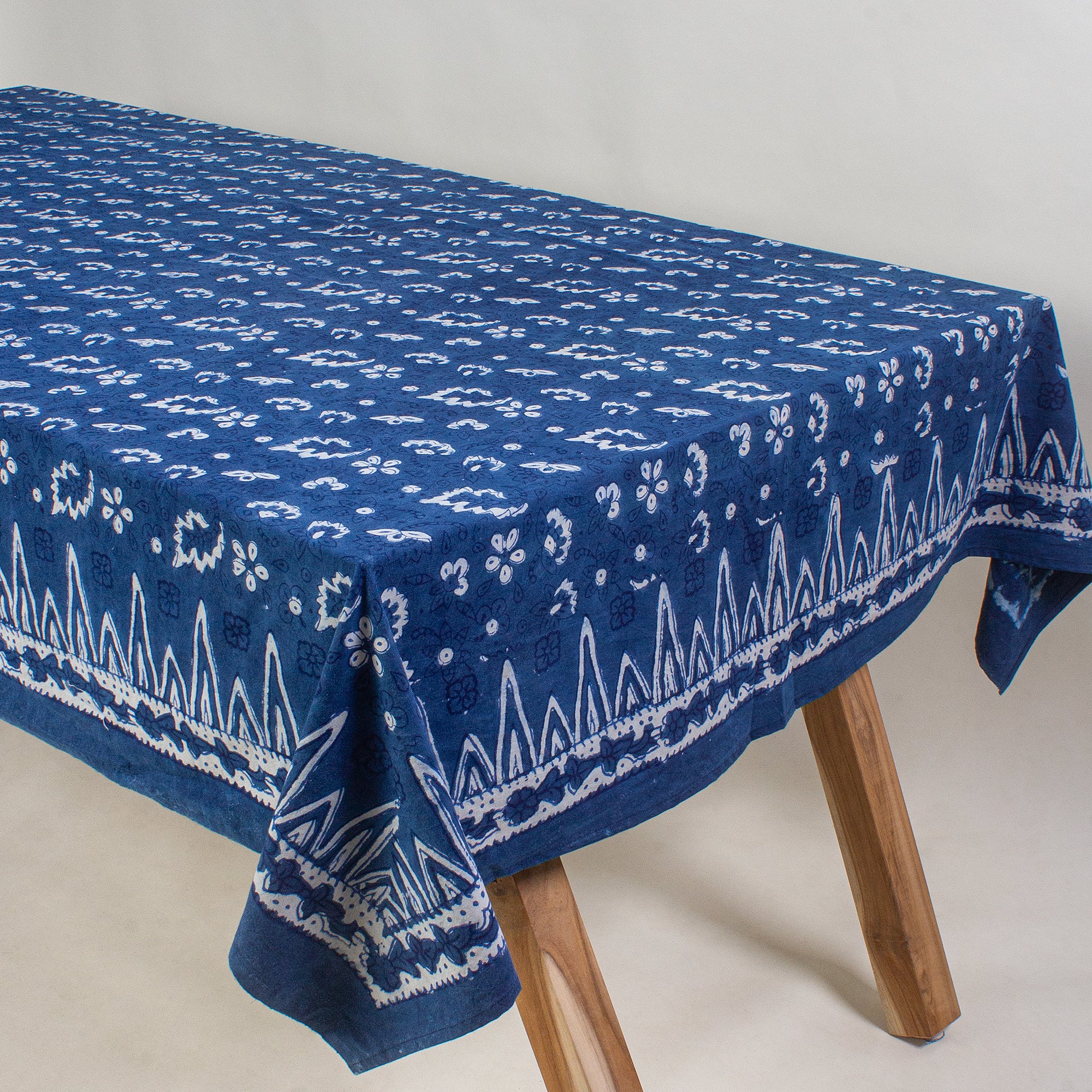 Floral Hand Block Printed Dining Table Cloth - Image 5