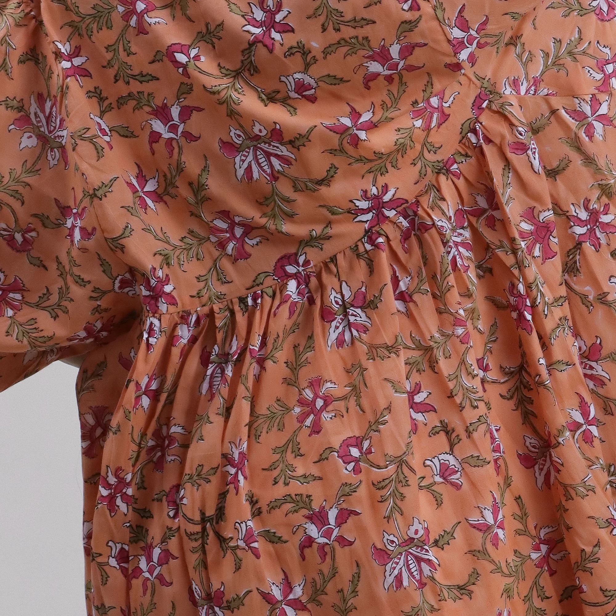 Floral Hand Block Printed Pure Cotton Women's Midi Dress - Image 5