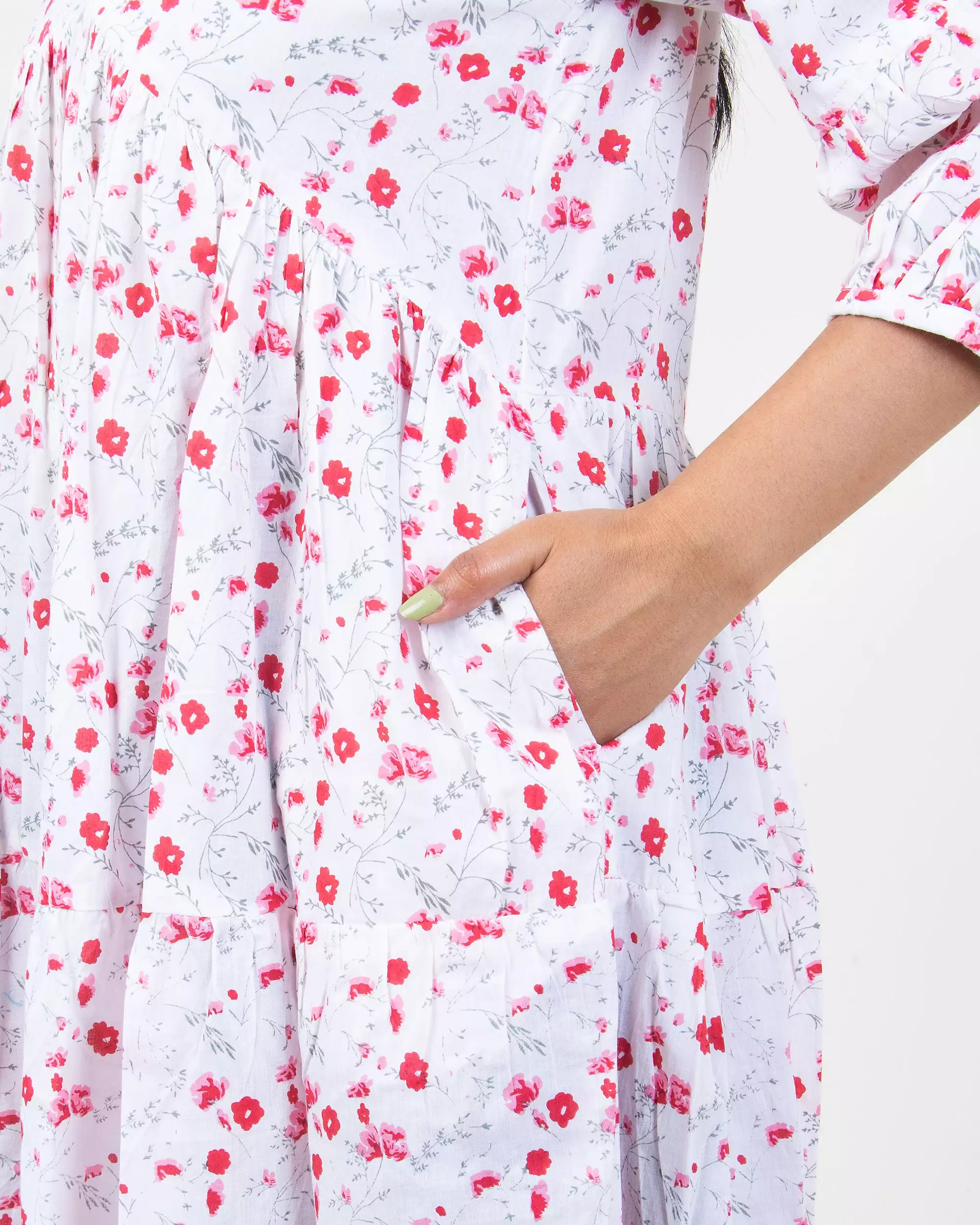 Floral Hand Printed Casual Maxi Dress for Women's - Image 4