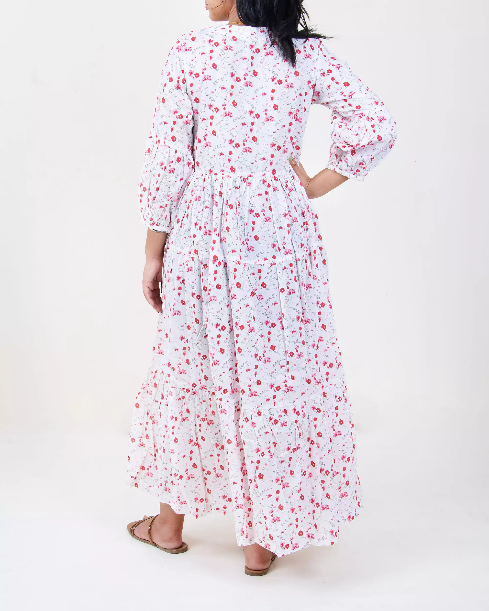 Floral Hand Printed Casual Maxi Dress for Women's - Image 5