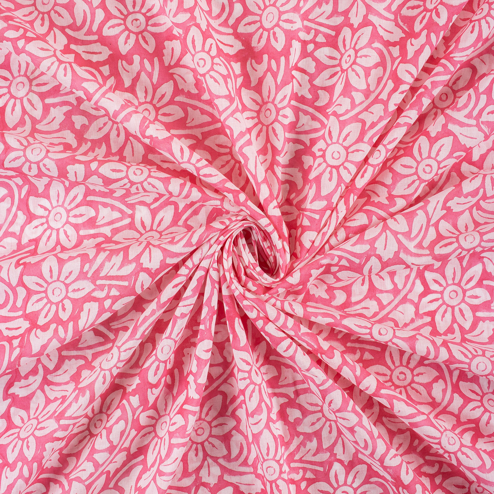 Floral Indian Block Printed Cotton Fabric - Image 3