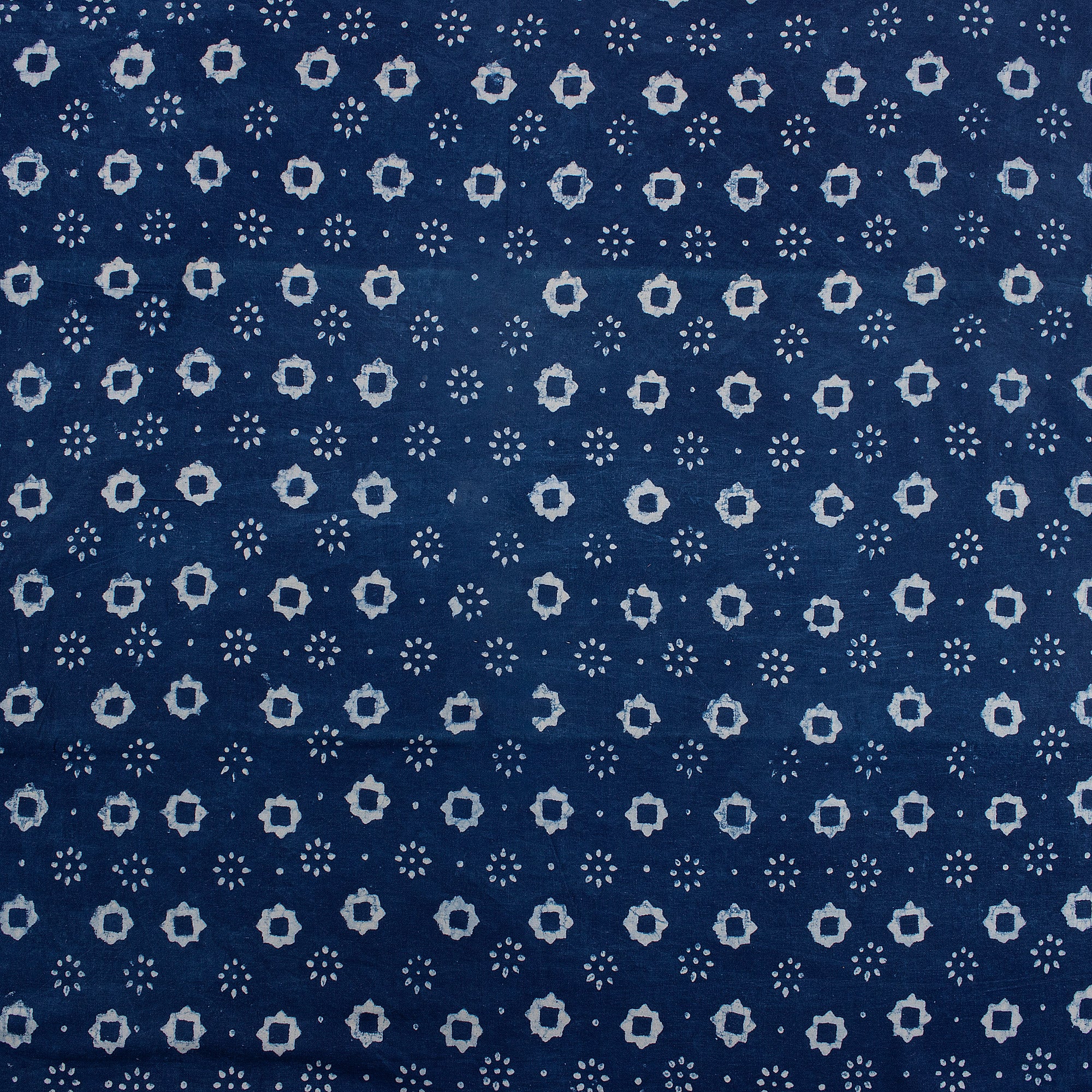 Floral Indigo Blue Hand Block Print Fabric - Image 4