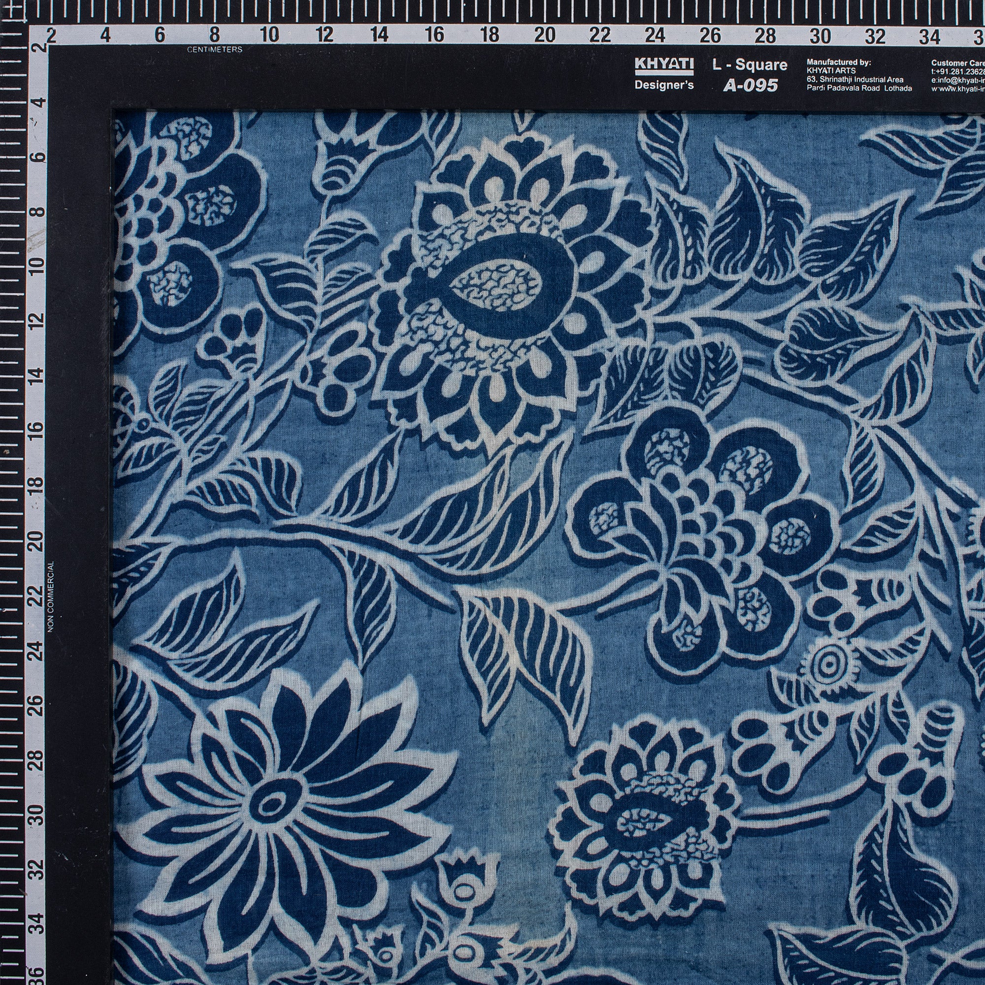 Floral Indigo Blue Hand Block Printed Fabric - Image 2