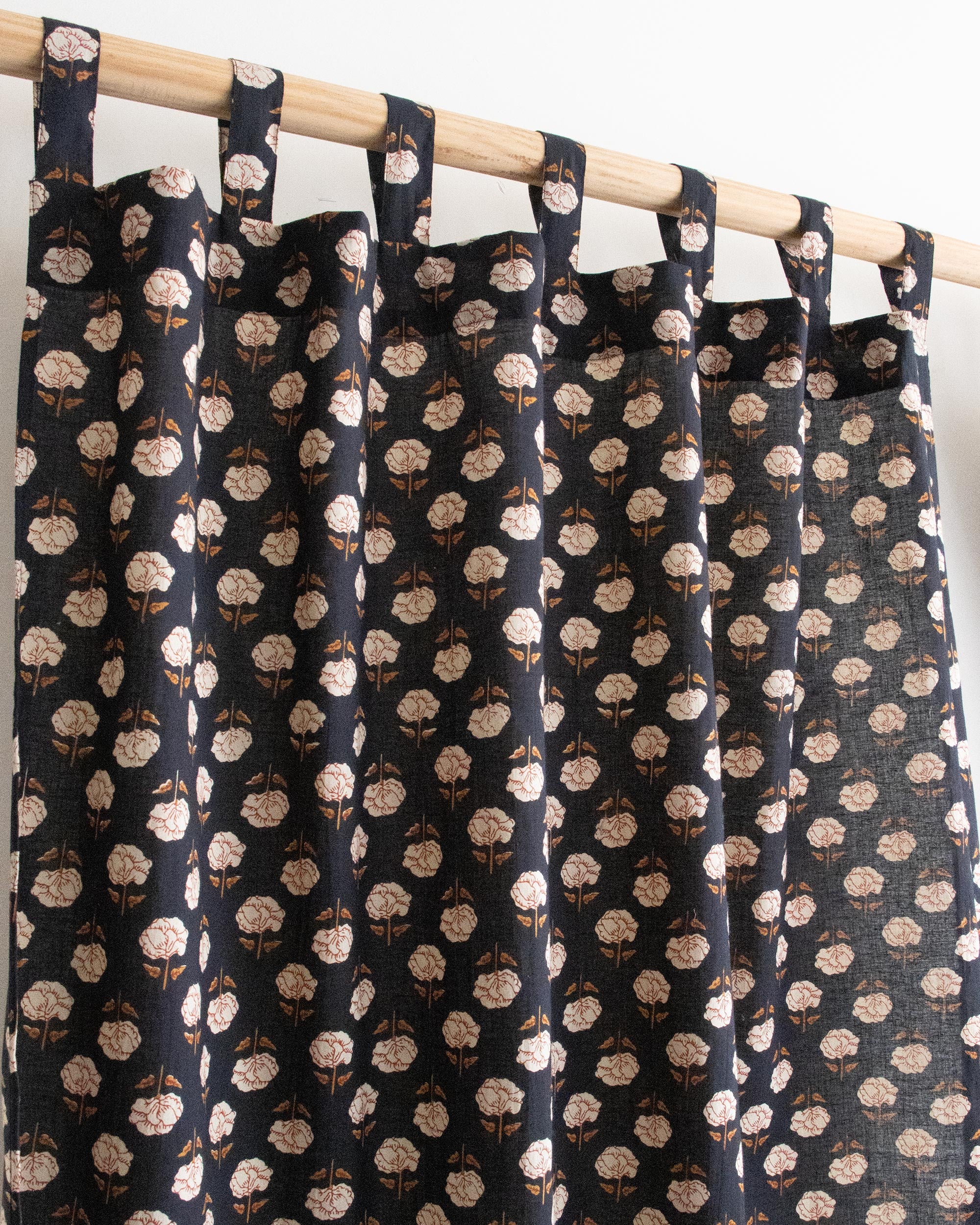 Floral Organic Cotton Block Print Curtains