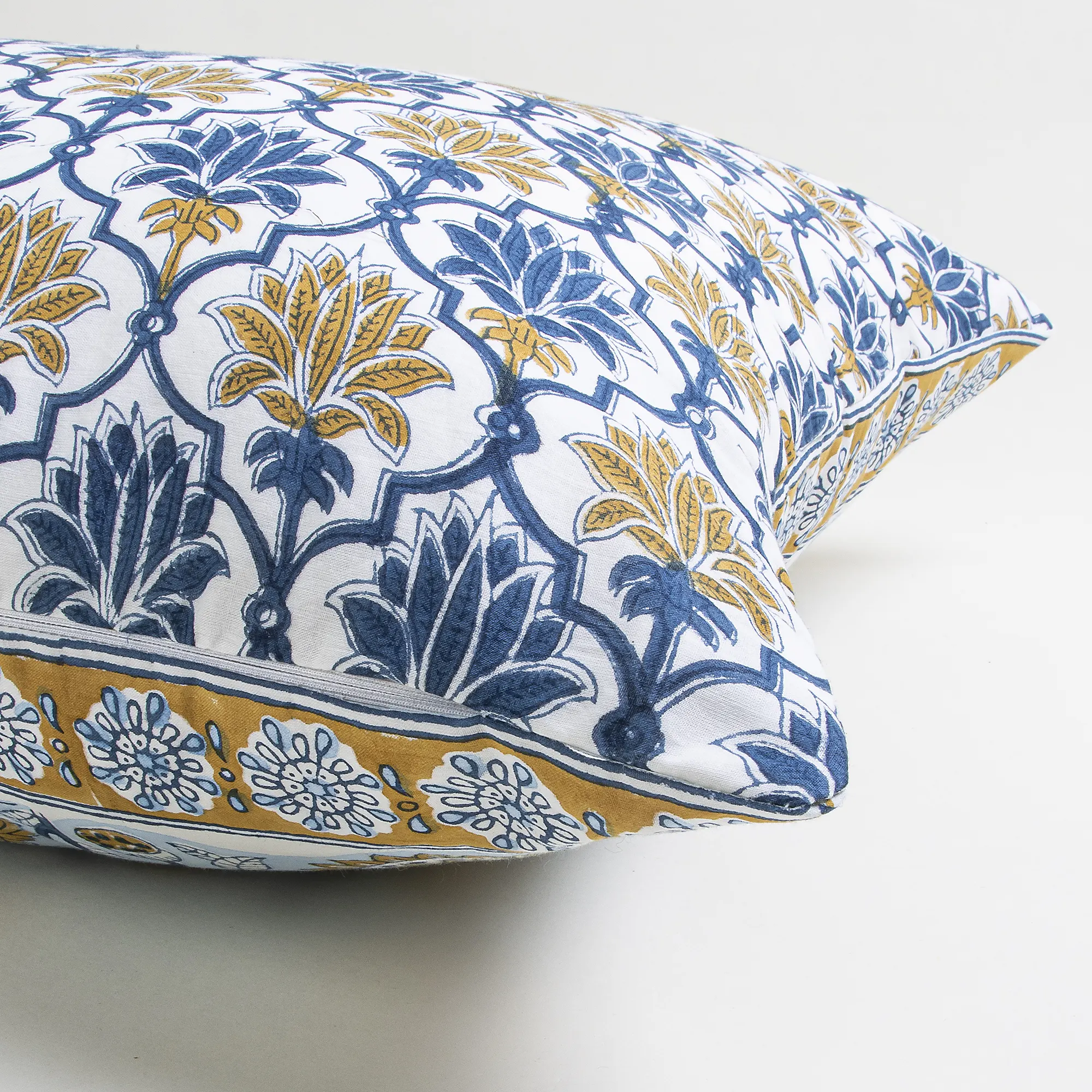 Floral Hand Block Printed Pure Cotton Pillowcase - Image 3