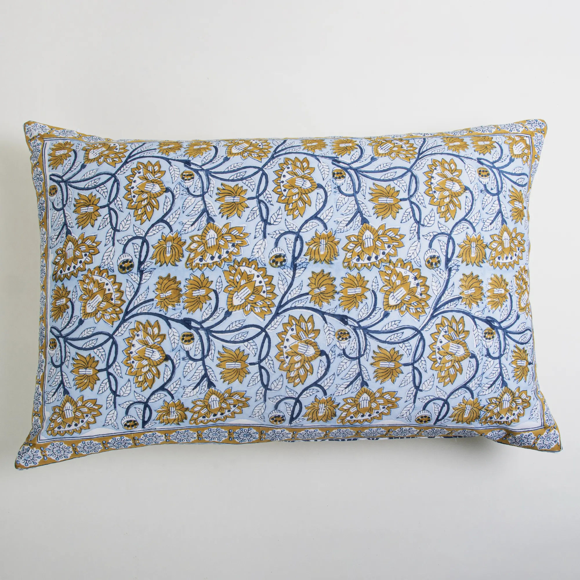 Floral Hand Block Printed Pure Cotton Pillowcase - Image 5