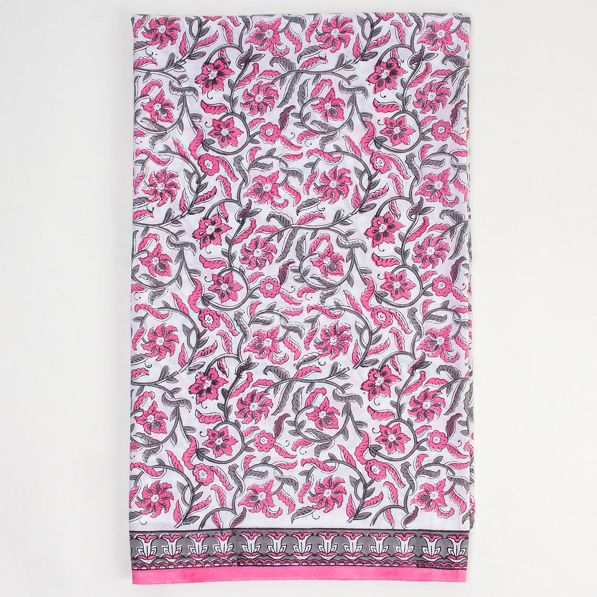 Beautiful Handmade Flower Print Soft Women Unstitched Suit Set Cotton Dupatta - Image 3
