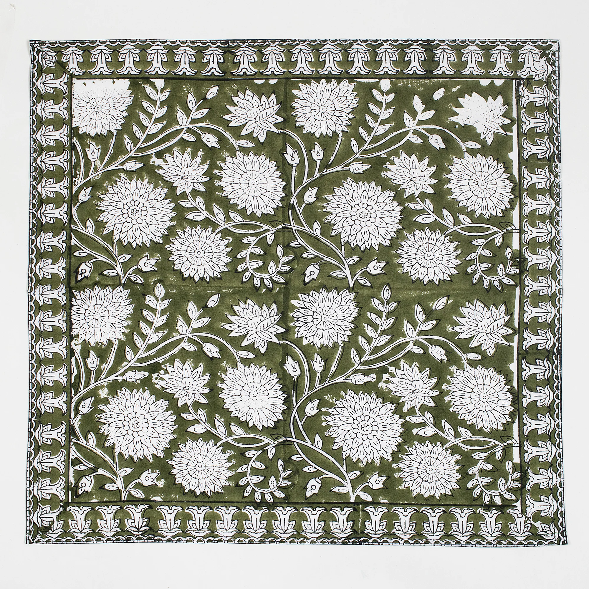 Decorative Floral Hand Printed Reusable Border Napkin Cloth for Dinner - Image 4