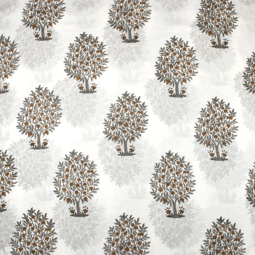 Fruit Tree Cotton Hand Block Printed Fabric - Image 2
