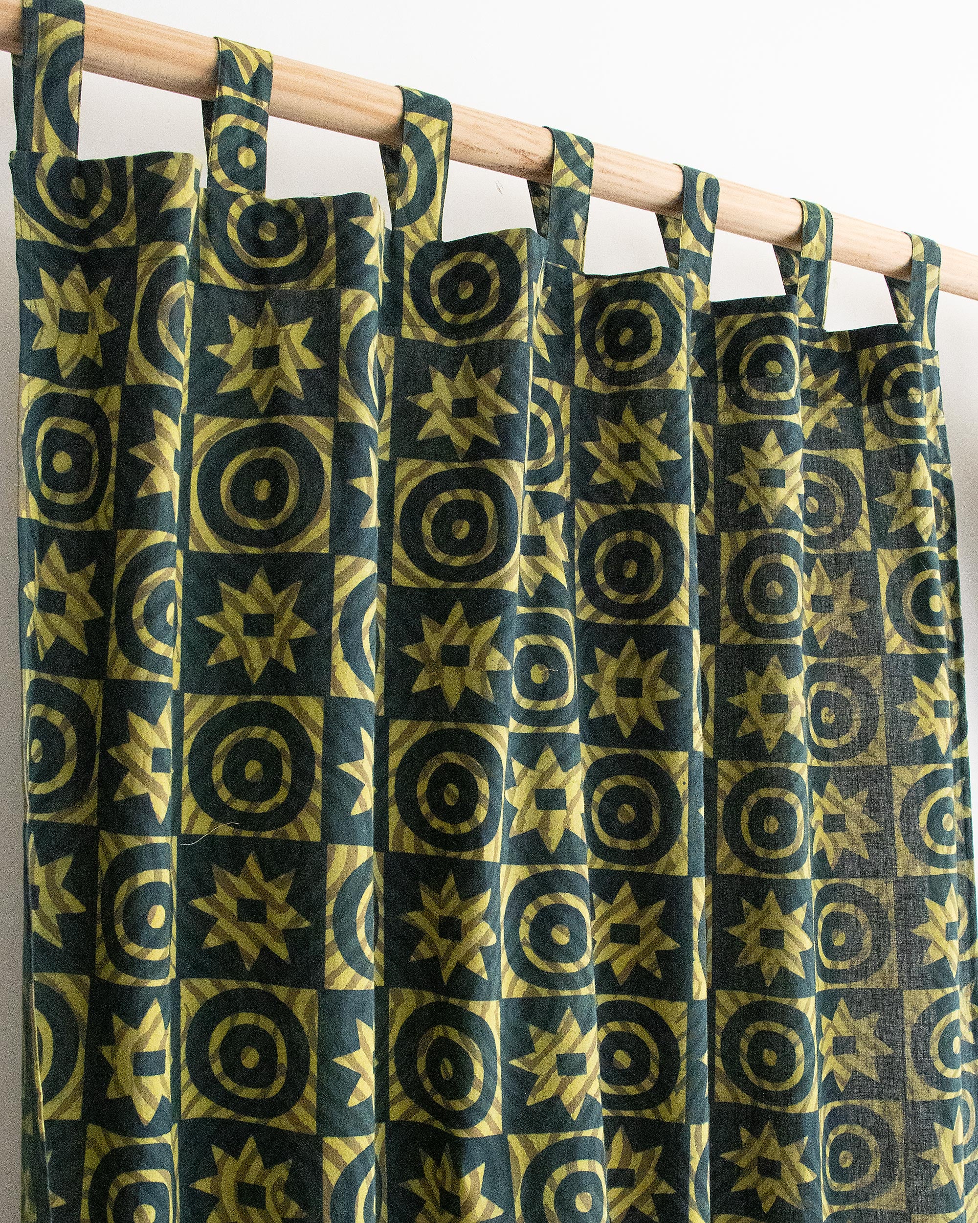 Geometric Block Printed Cotton Curtains