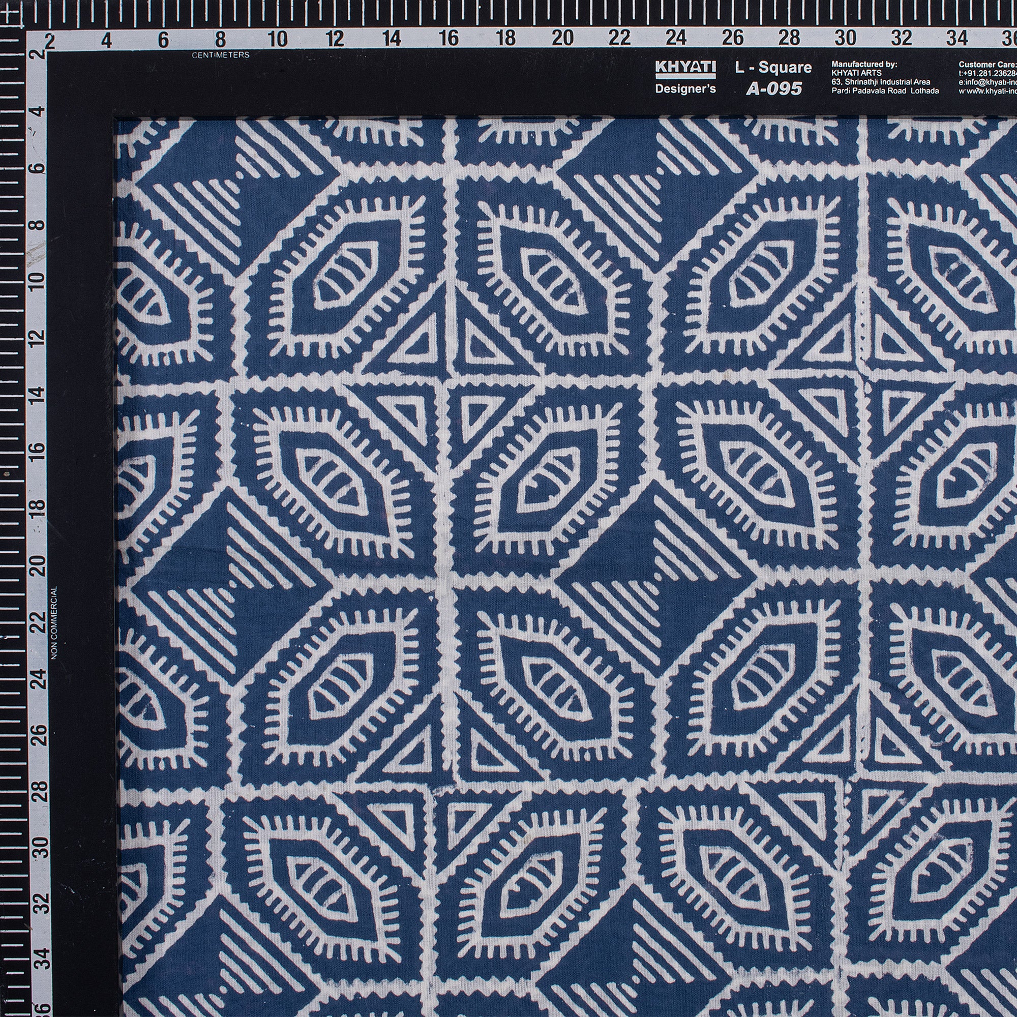 Geometrical Handmade Block Printed Indigo Blue Summer Dress Cotton Fabric - Image 5