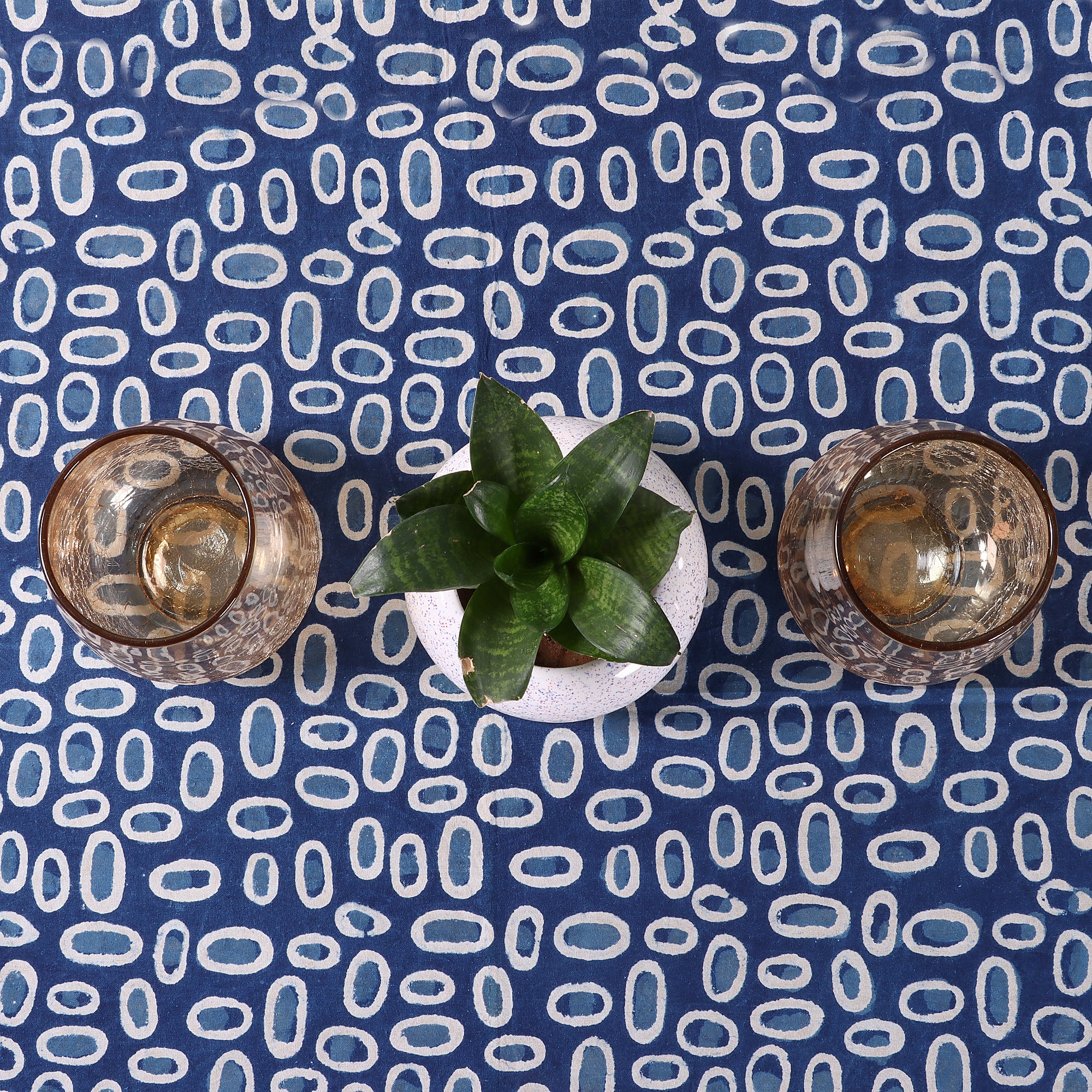 Indigo Hand Block Printed Dining Table Cloth - Image 4