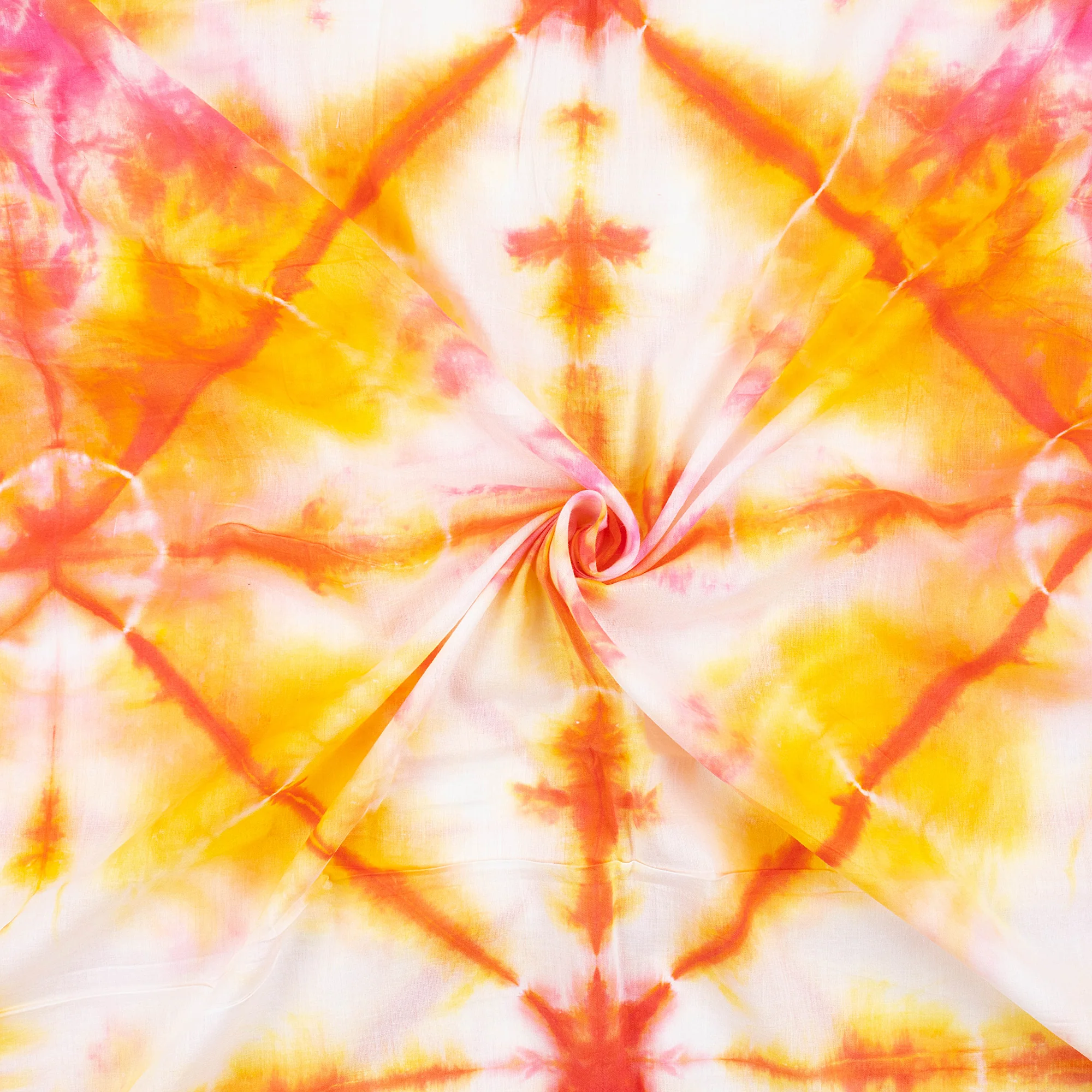 Geometrical Yellow Tie Dye Shibori Fabric - Image 4