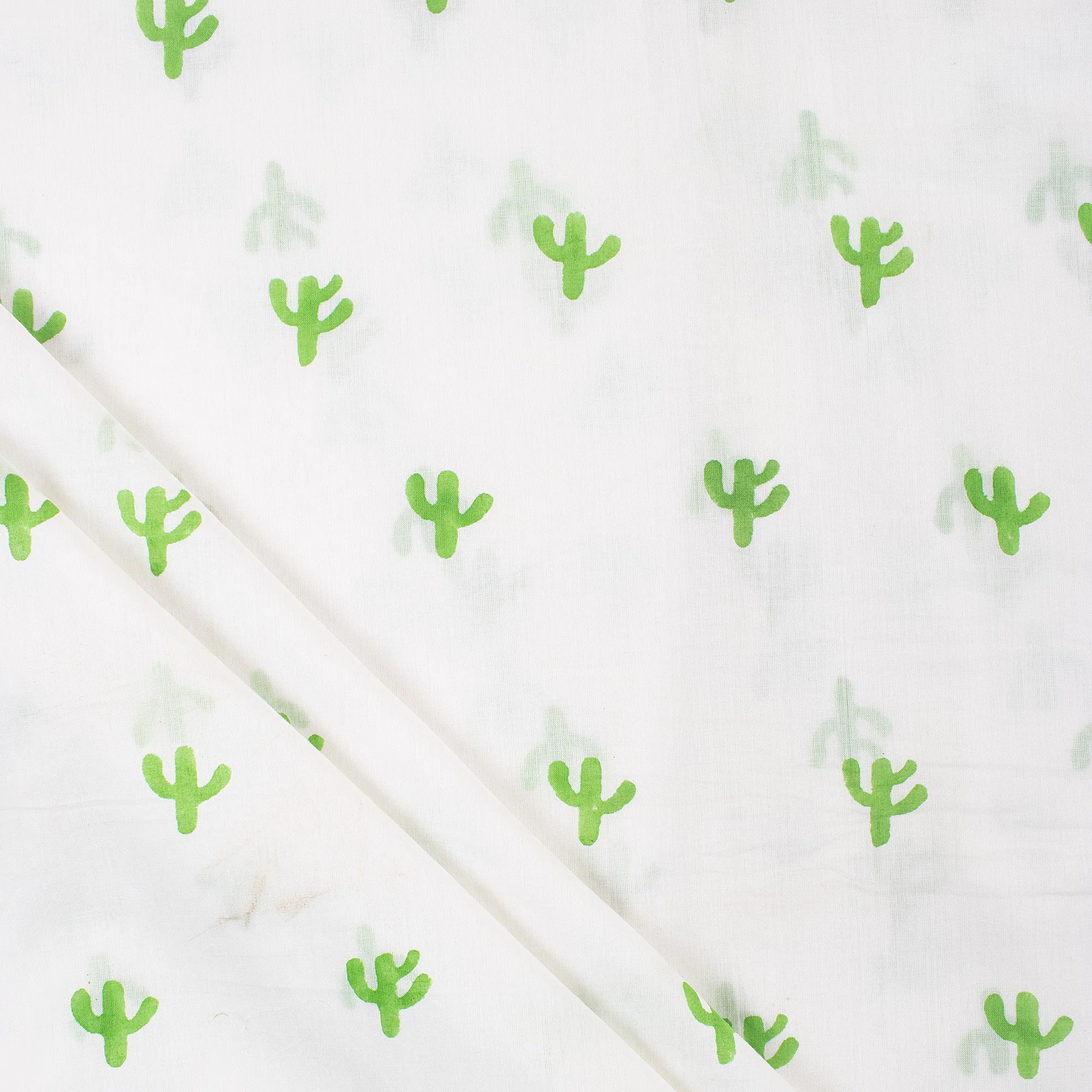 Cactus Block Print Indian Cotton Running Material Fabric