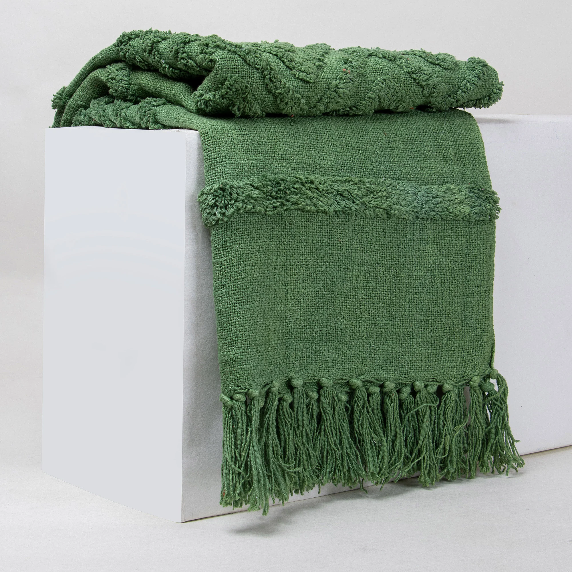 Cotton Solid Tufted Sofa Throw Blanket - Image 6
