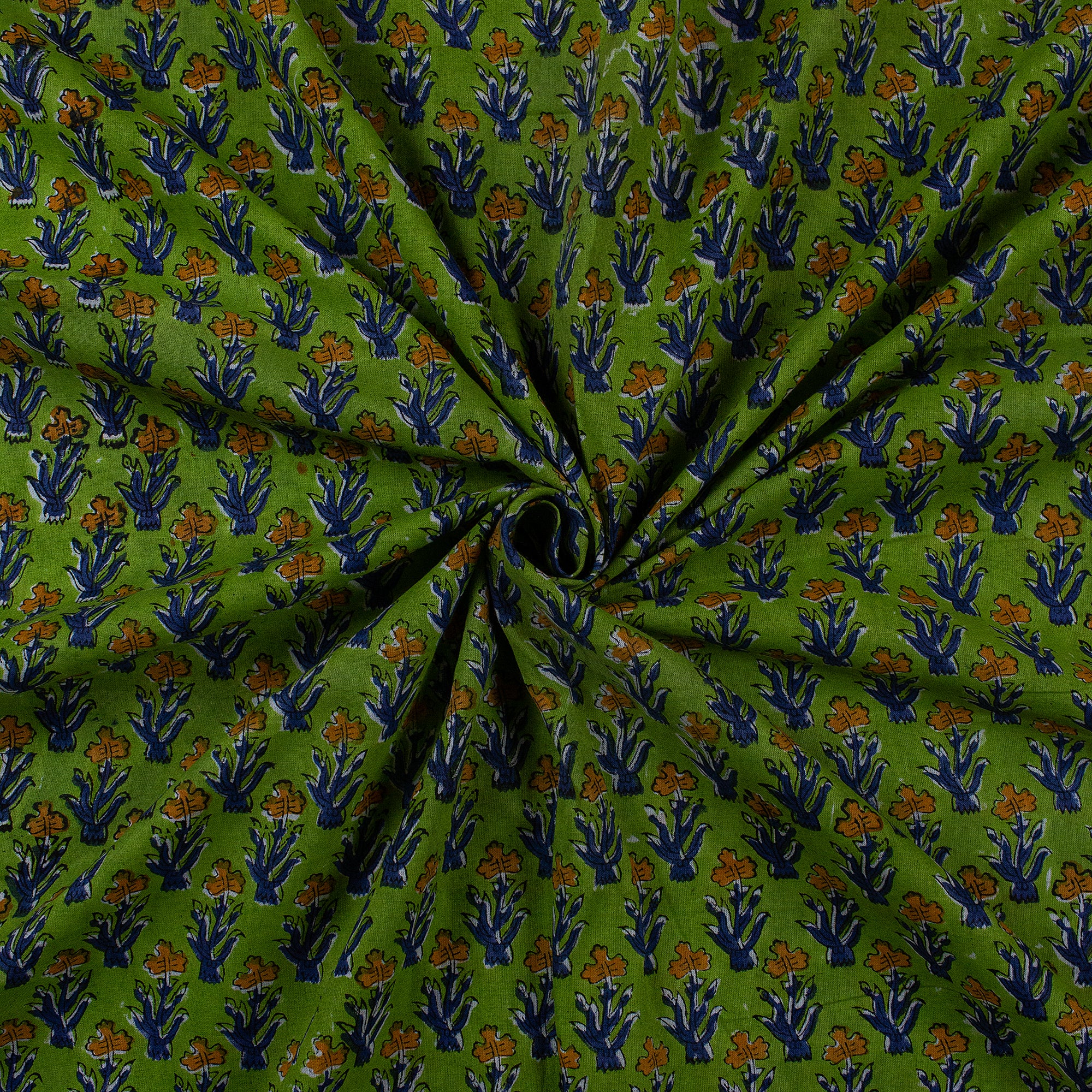 Floral Hand Block Printed Cotton Indian Fabric By Yard - Image 4