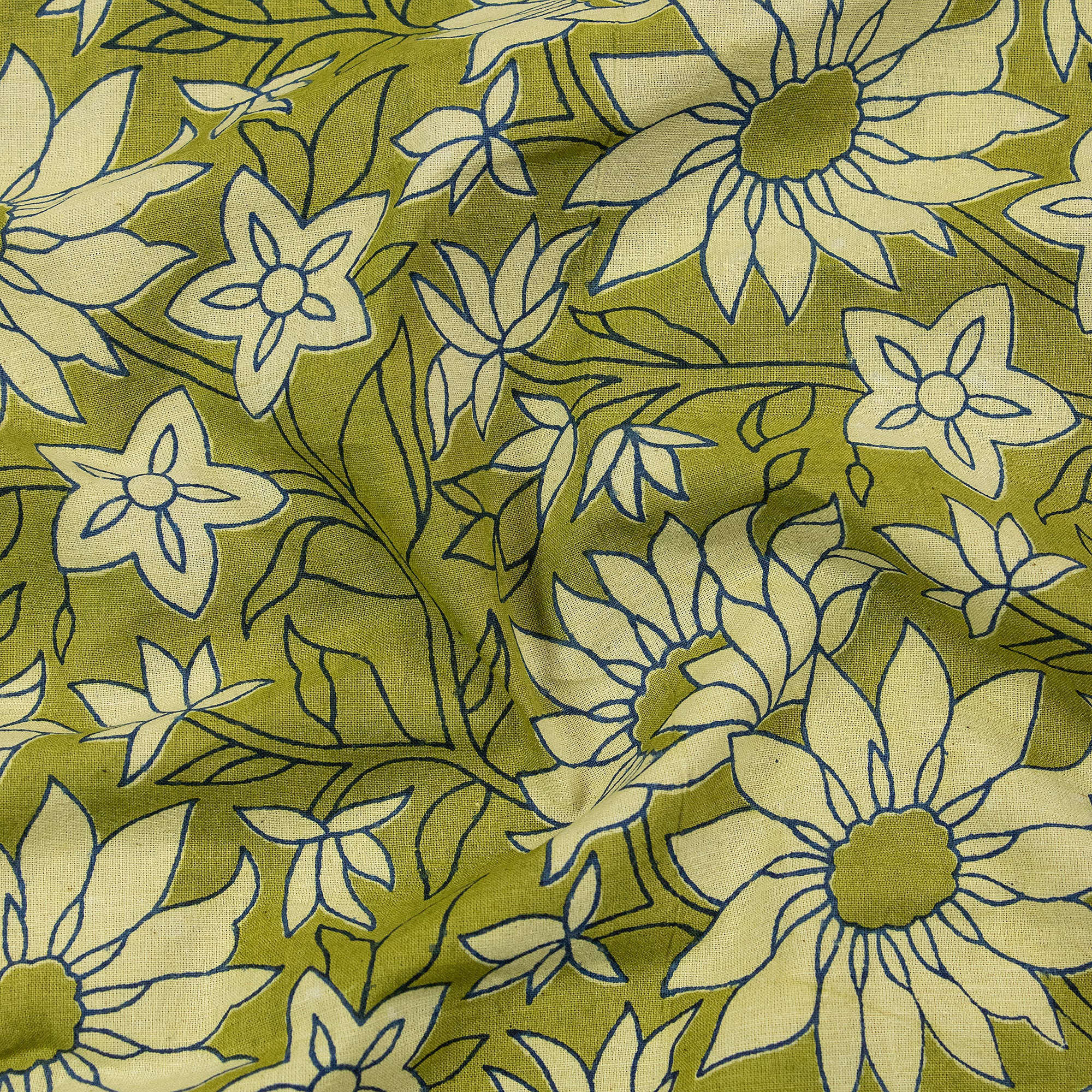 Floral Cotton Dabu Hand Block Print Fabric - Image 4