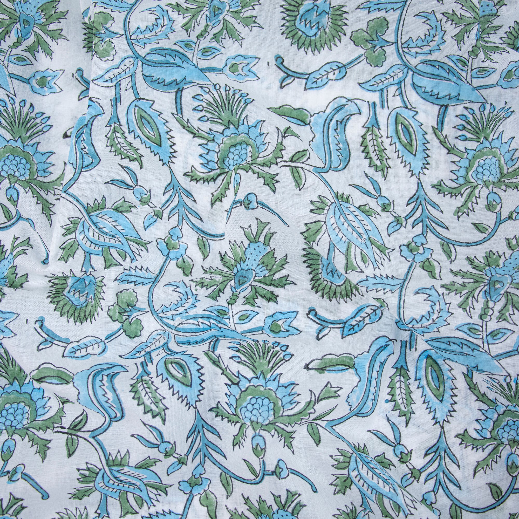 Sustainable Pure Cotton Floral Hand Block Printed Soft Fabric Cloth